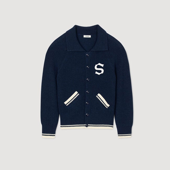 Wool cardigan with patch S