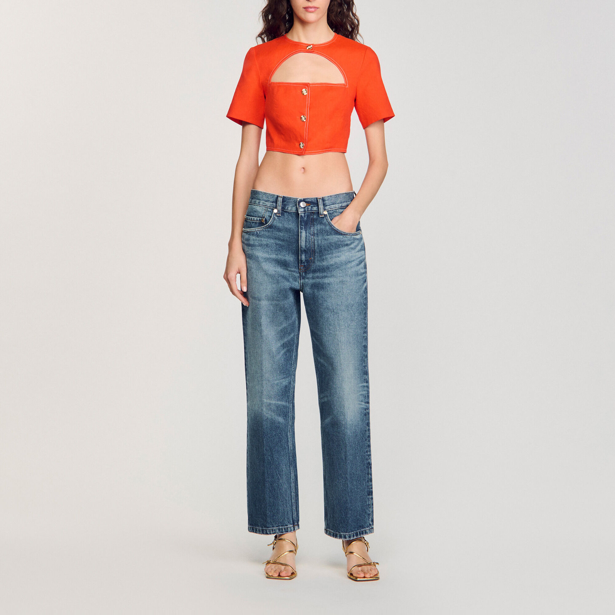 Crop top with cutaway design
