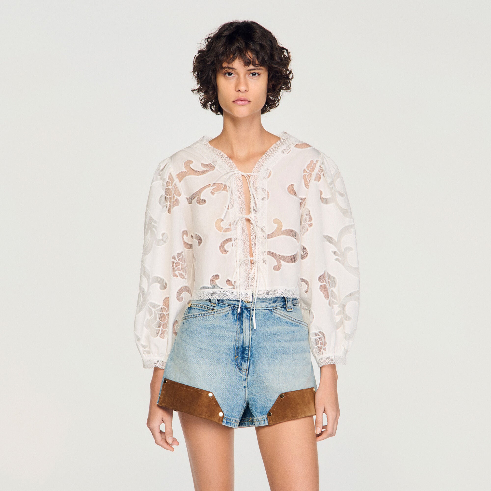 Floral openwork crop top