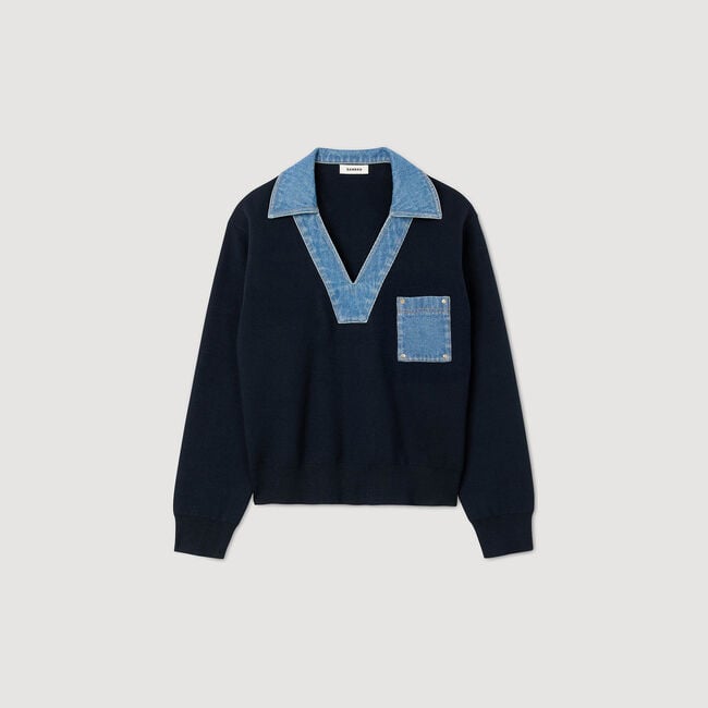 Jumper with denim details