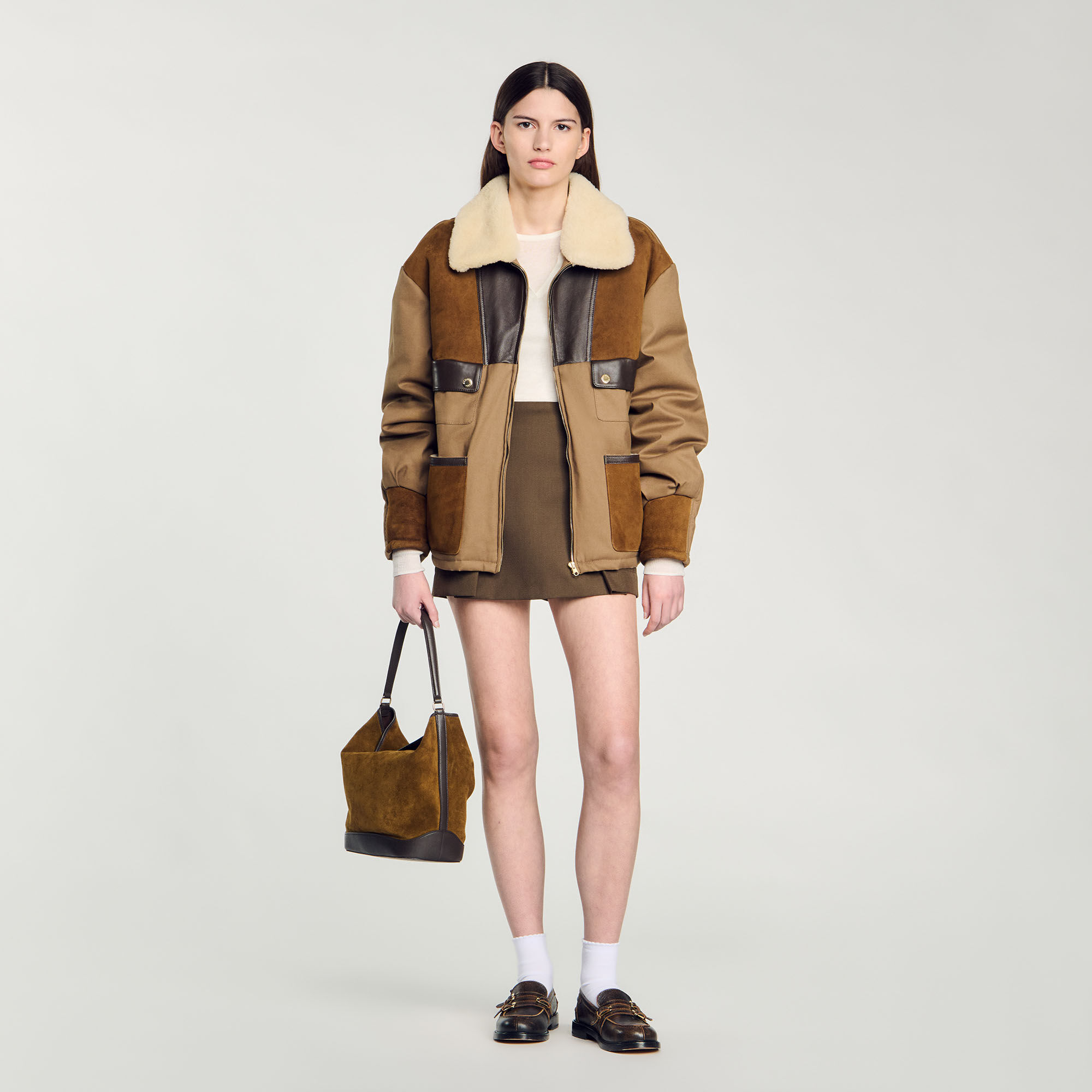 Shearling collar jacket