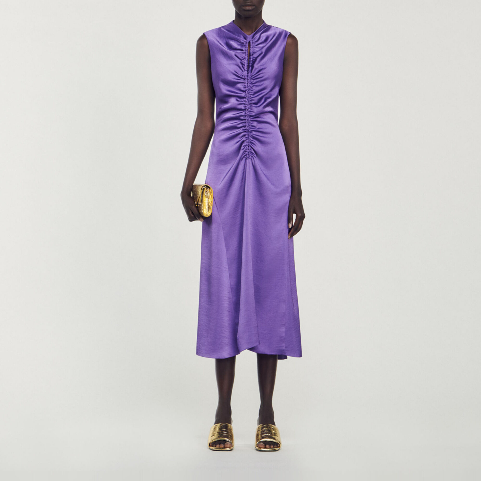 Satin-finish midi dress