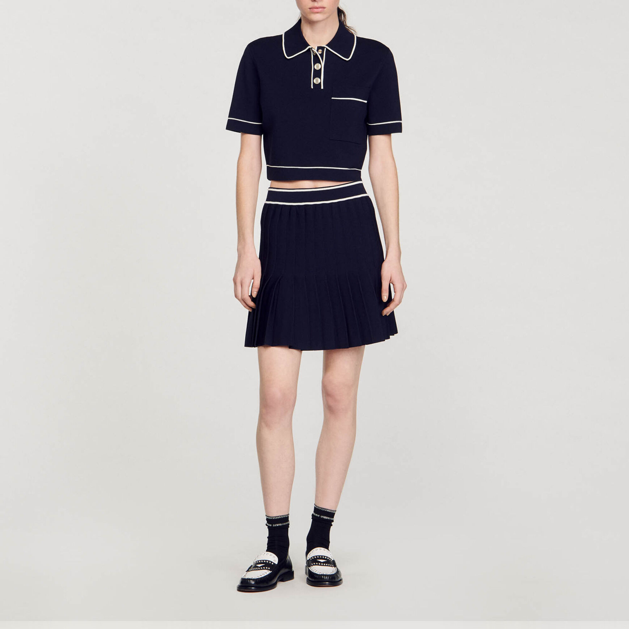 Cropped polo neck jumper