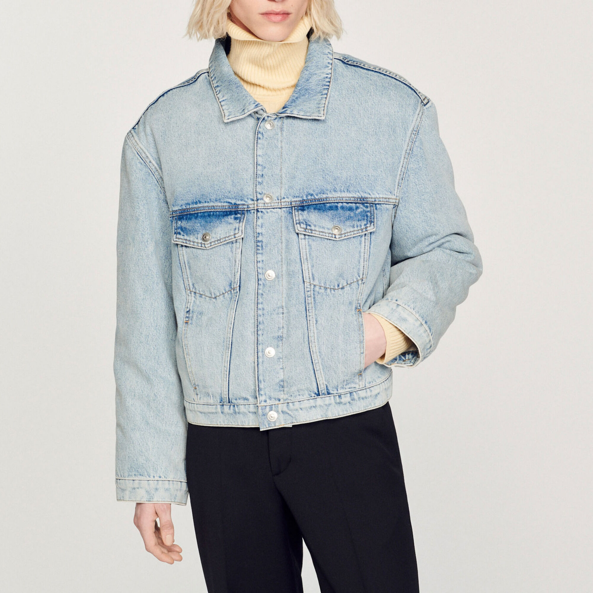 Fleece denim jacket