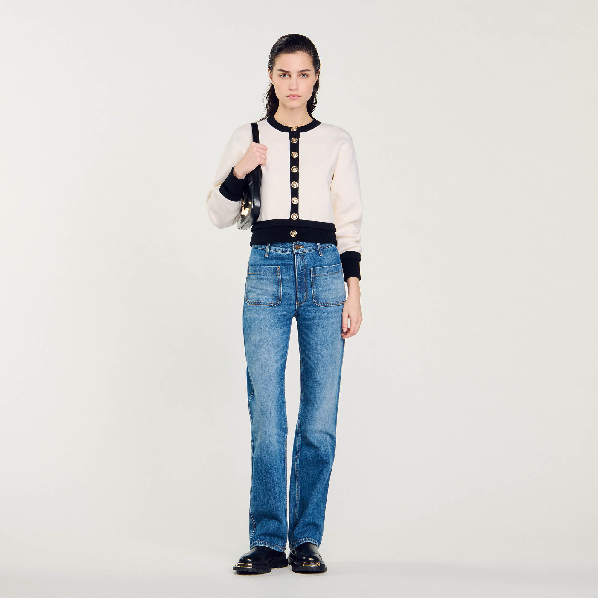 Sandro cardigan with contrasting slogan hot sale