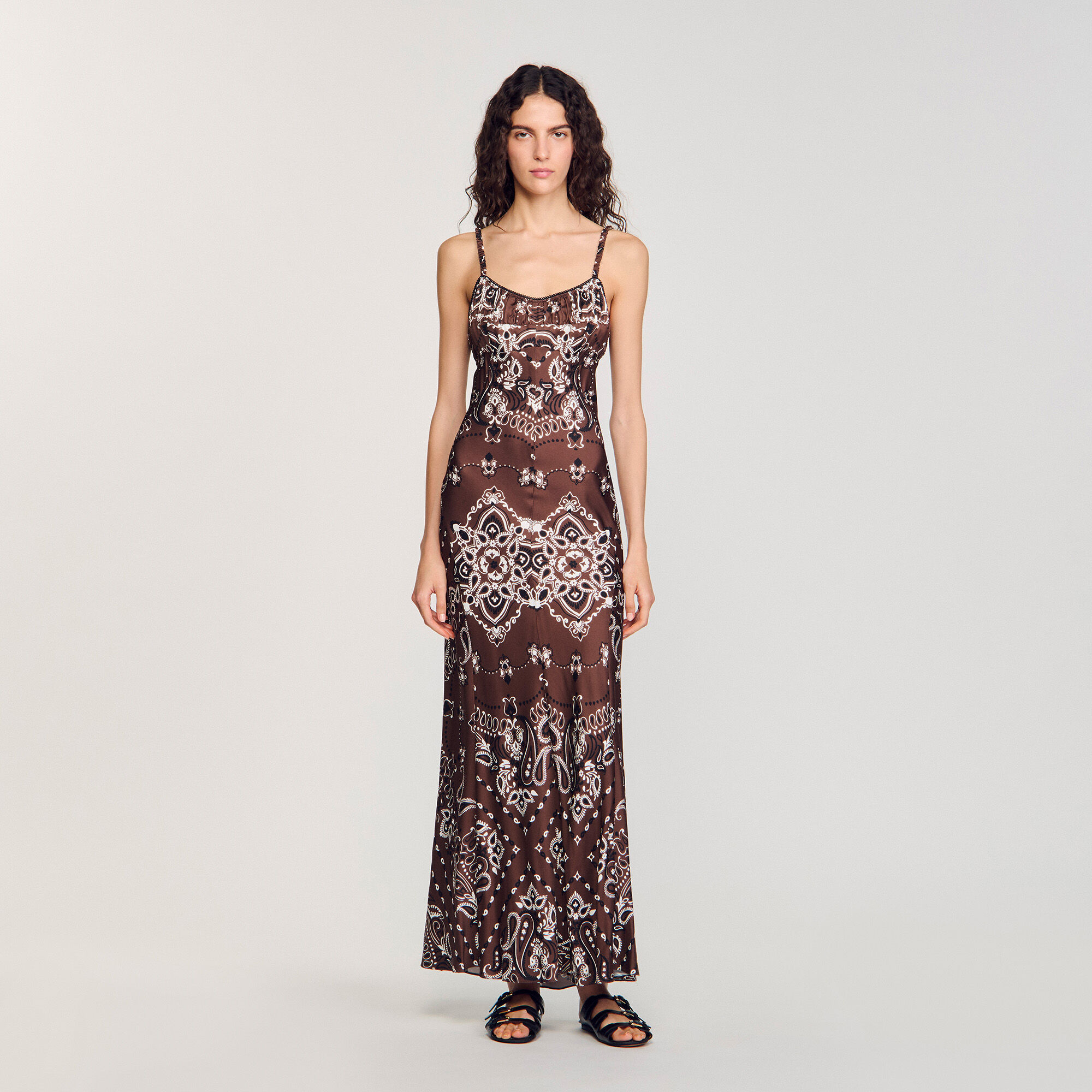 Bandana-print maxi dress brown For Women | Sandro Paris