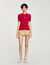 Rib knit polo shirt