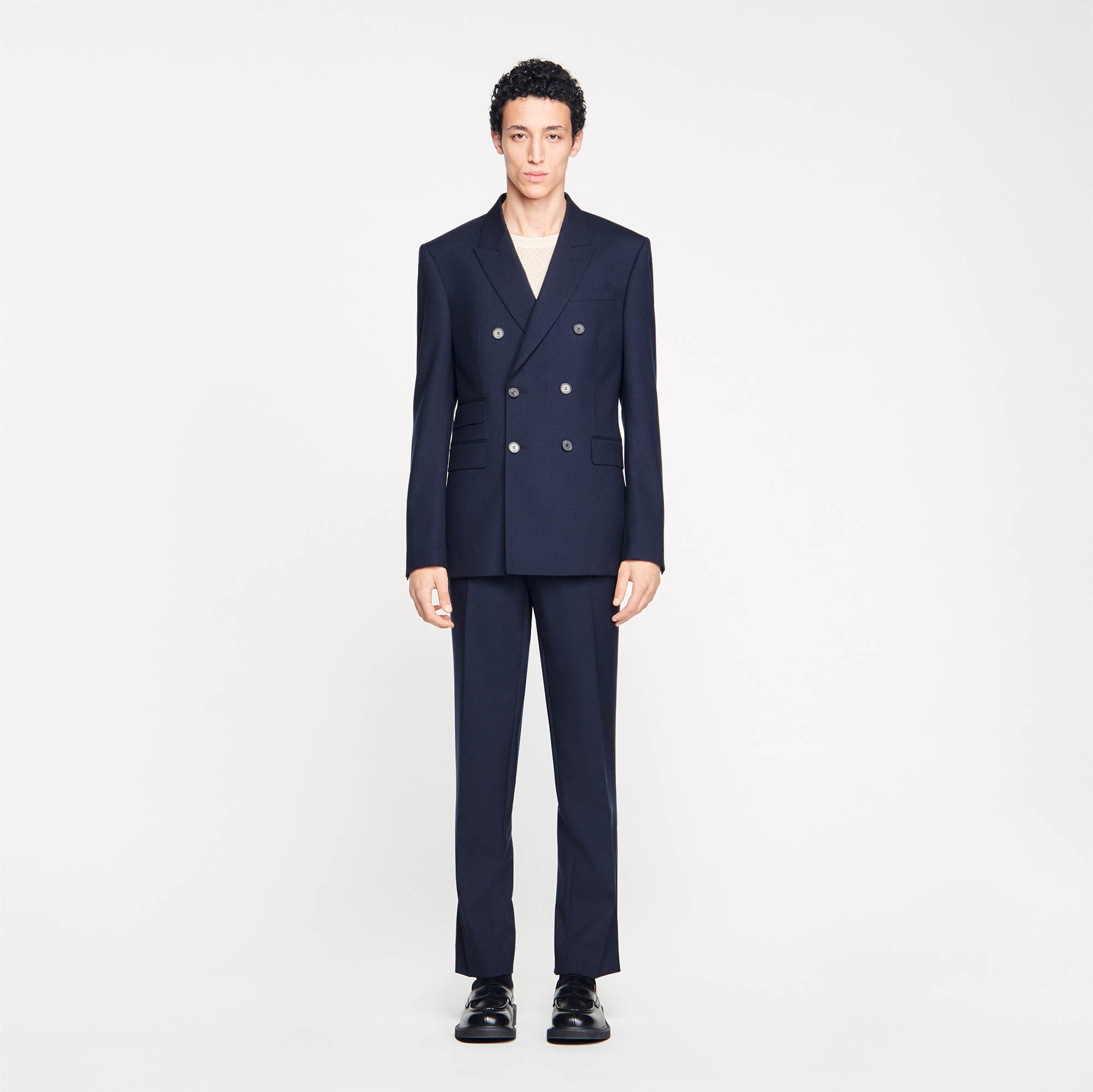 Double breasted suit jacket blue for Men Sandro Paris