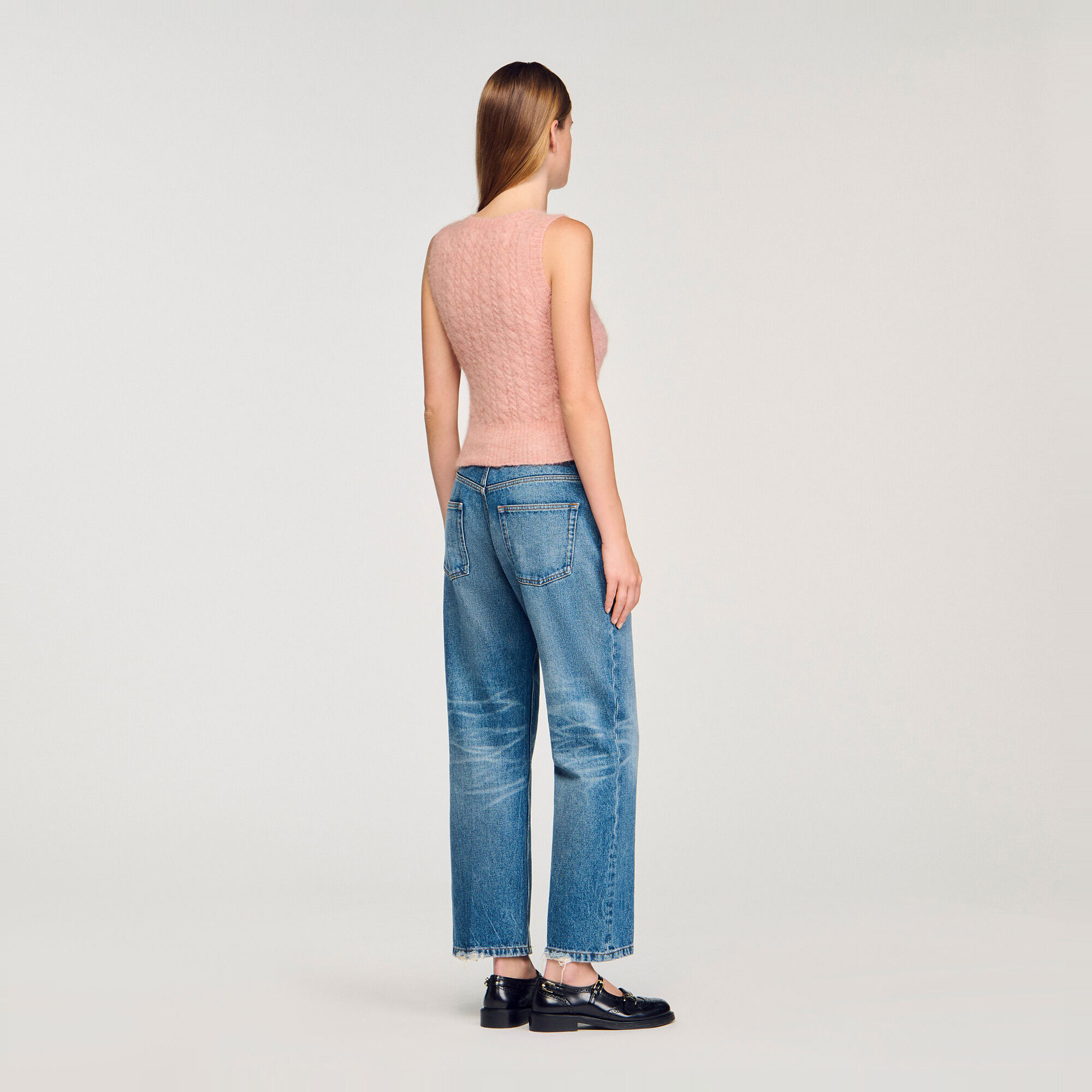 Sleeveless cable knit sweater - Women | Sandro