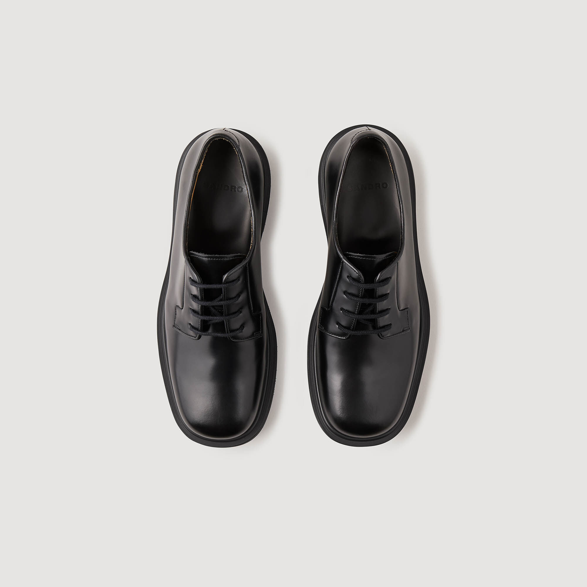 Patent leather derbies black / gray for Men | Sandro Paris