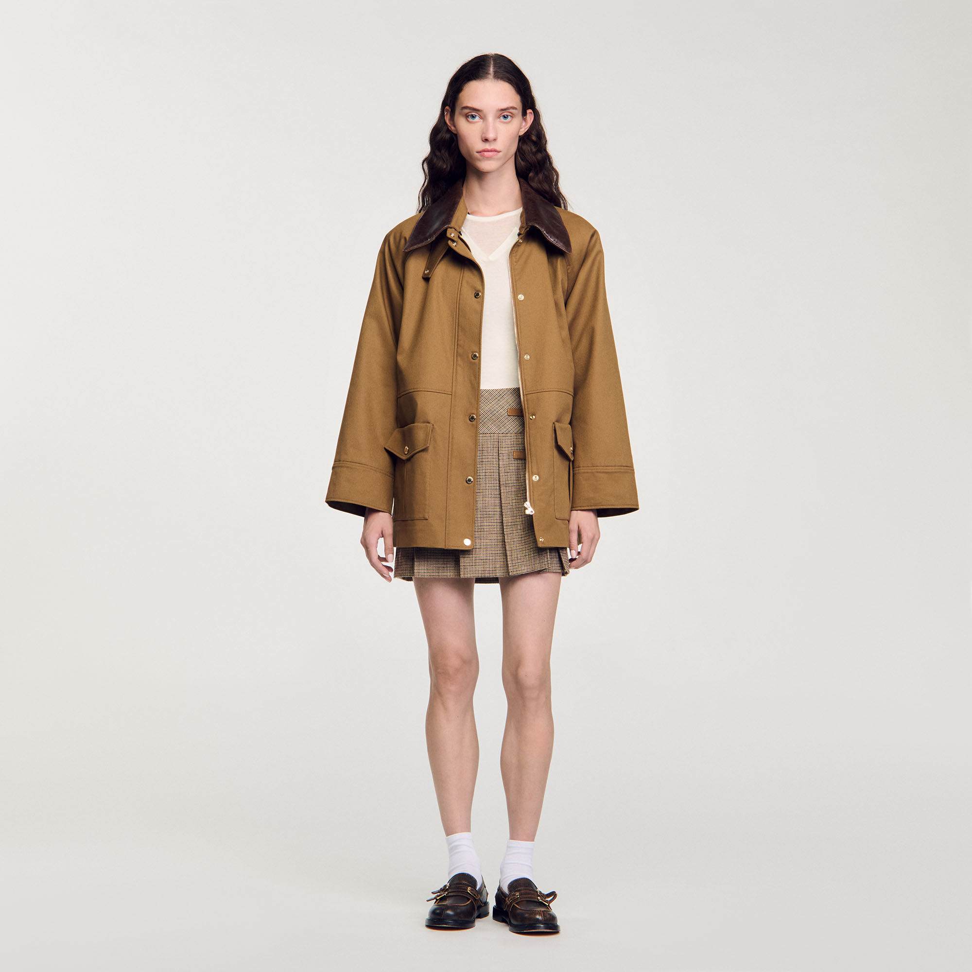 Sandro leather coat shop