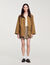 Coat with leather collar