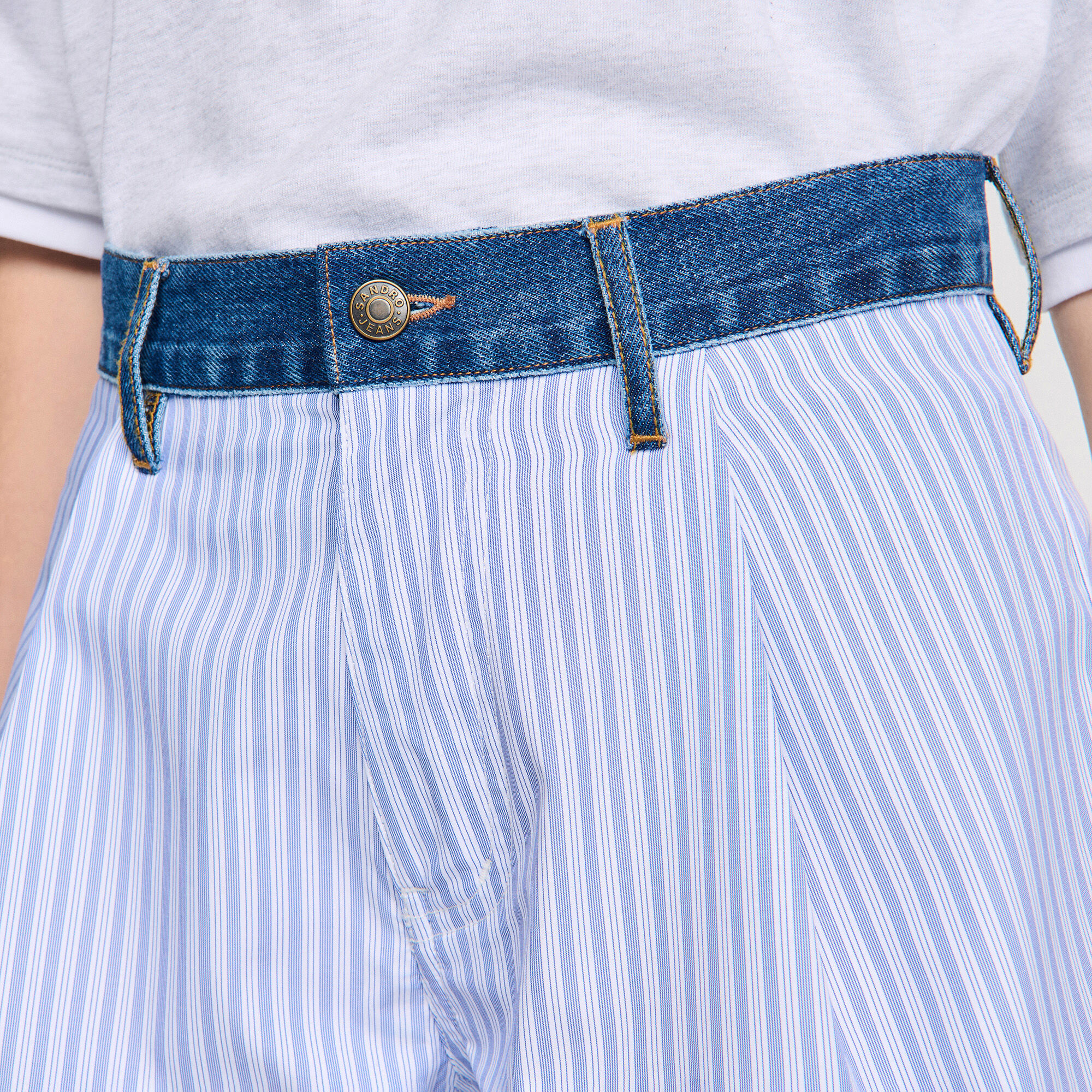 Striped shorts with denim details
