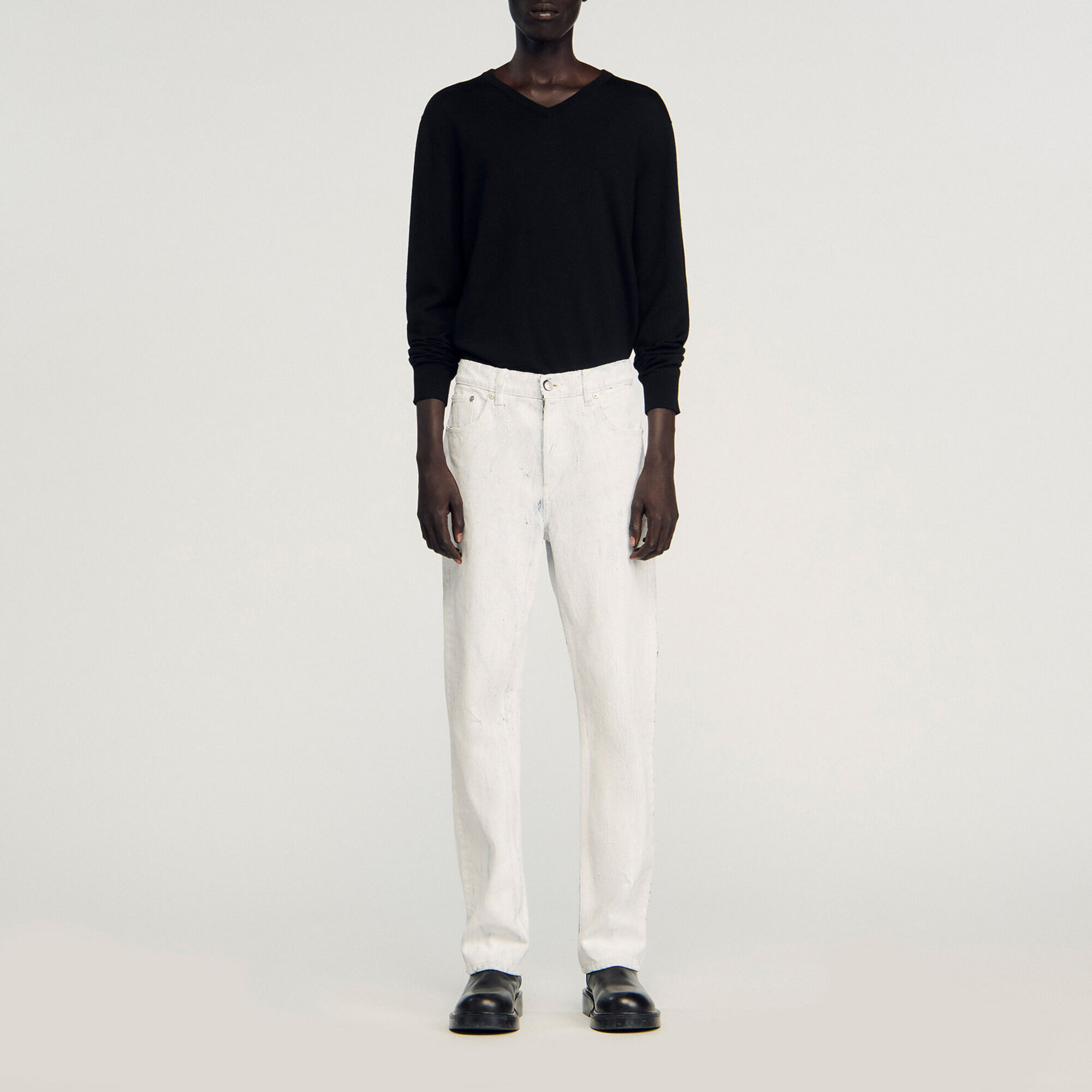Regular crackle-effect jeans - Men | Sandro