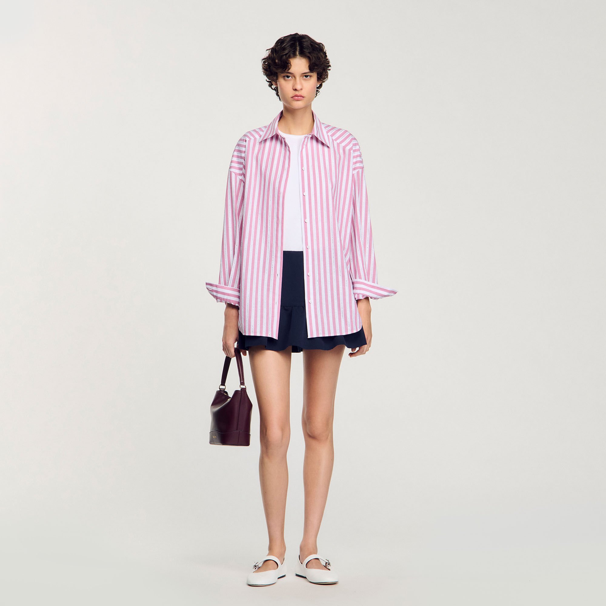 数量は多 rhinestone Striped shirt Paris Sandro | Women For pink パンツ