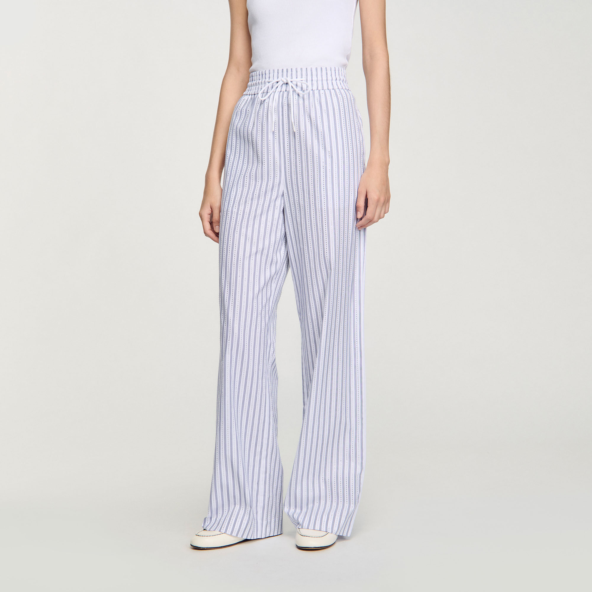 Rhinestone striped trousers