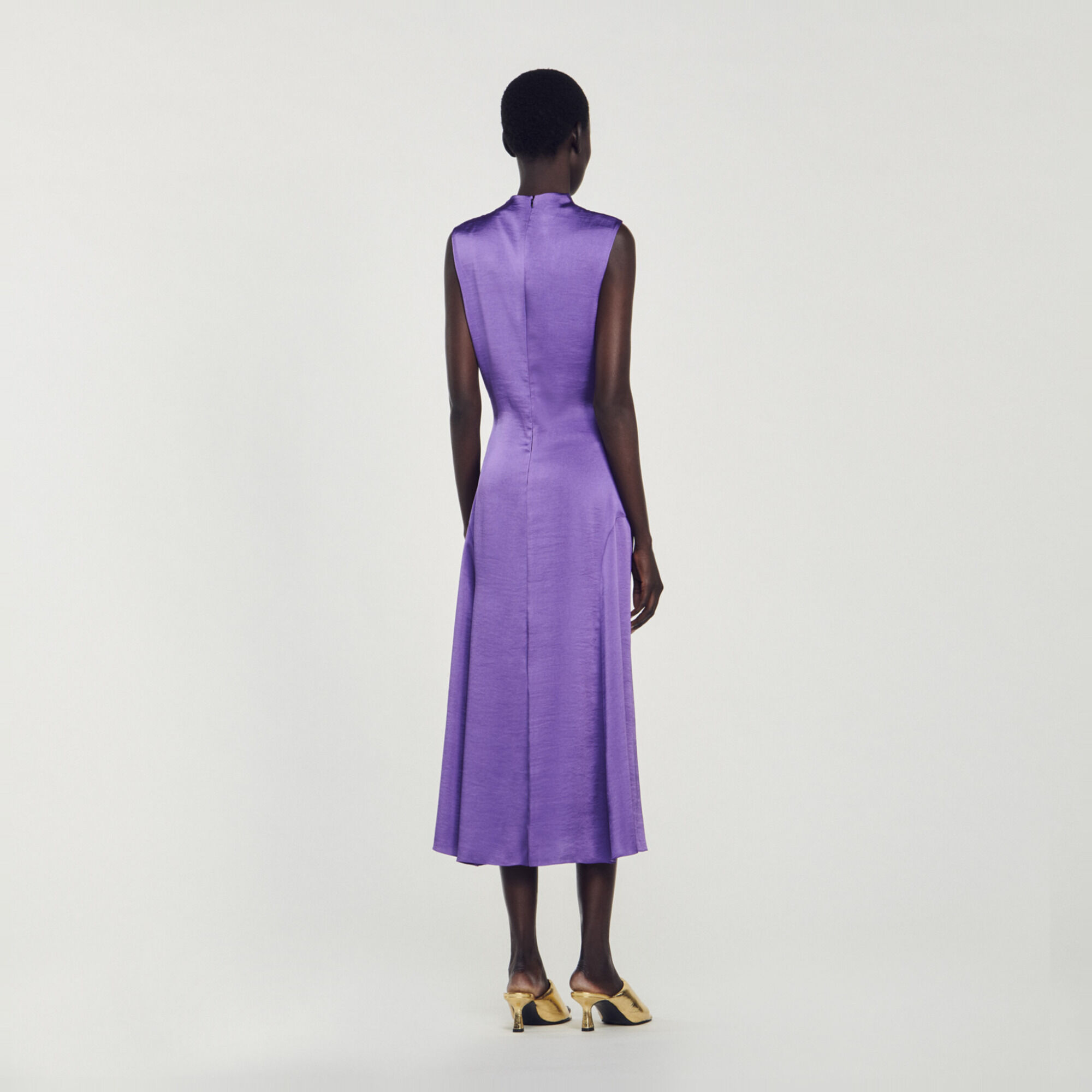 Satin-finish midi dress