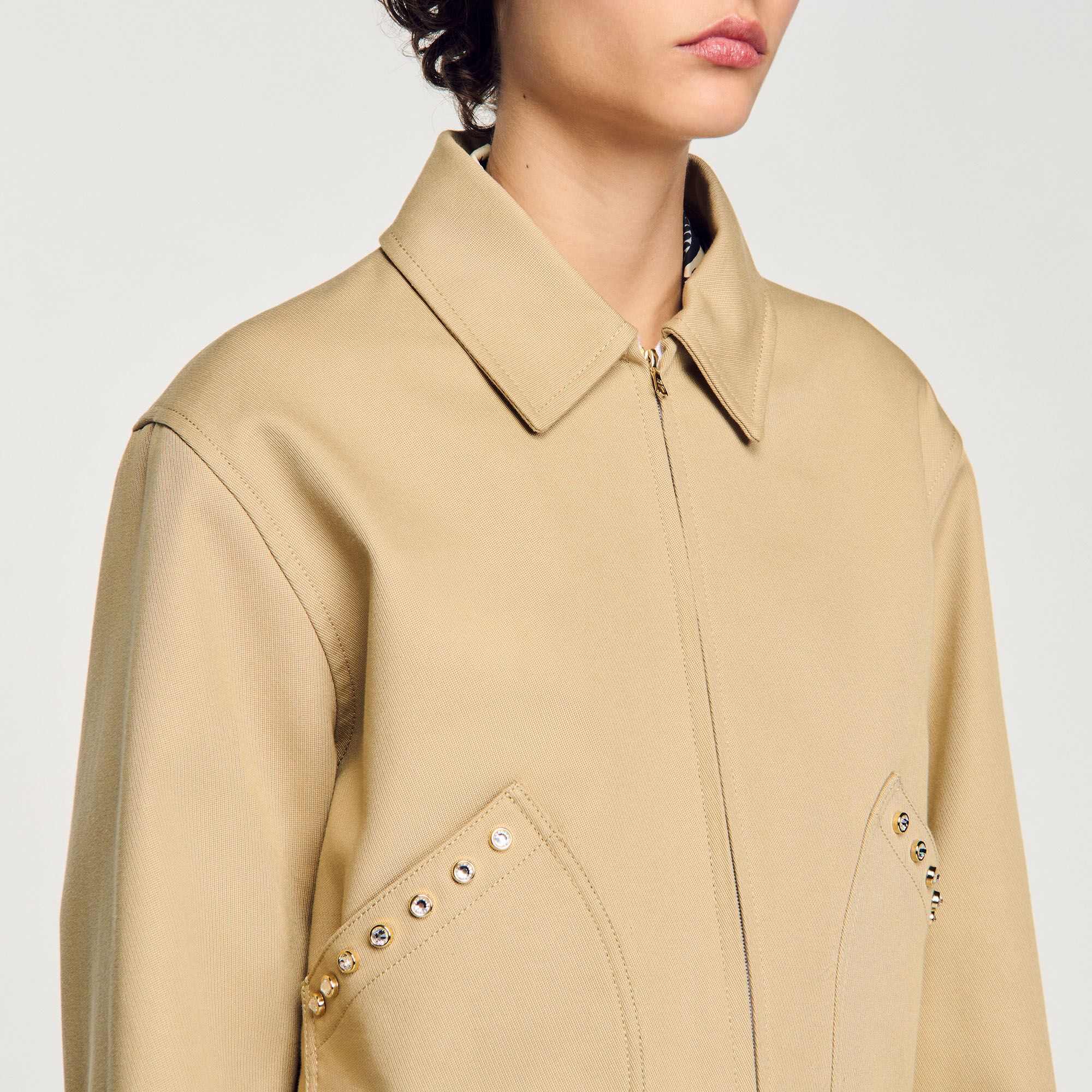 Short jacket with rhinestone details