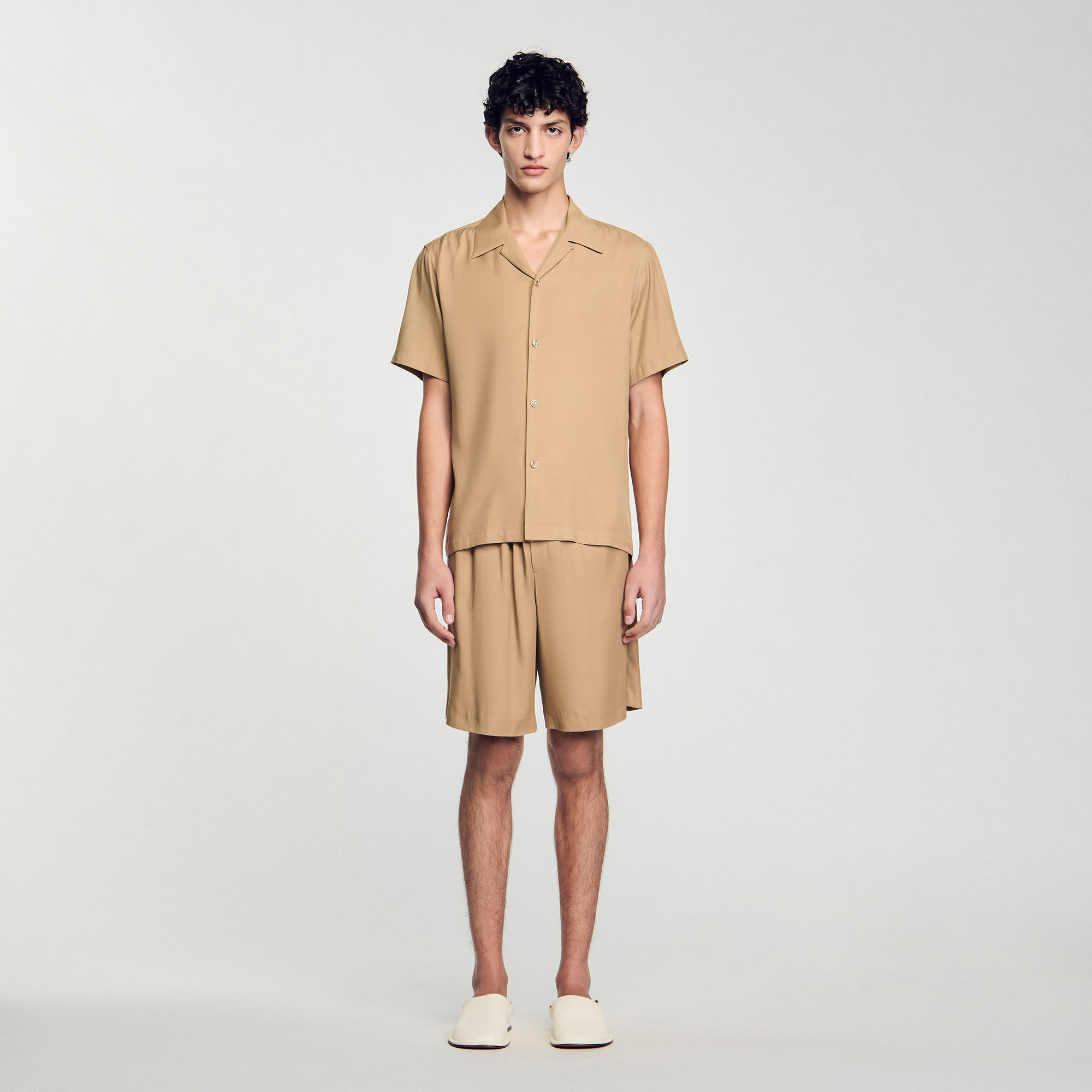 Shark collar shirt white / beige for Men | Sandro Paris