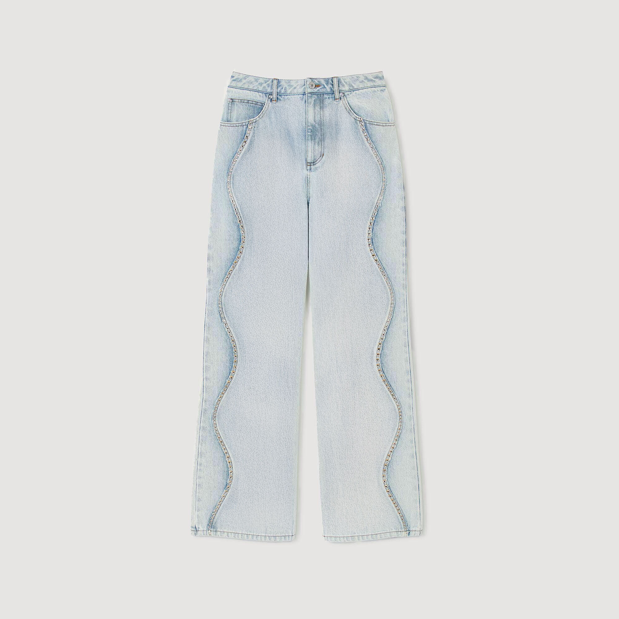 Jeans with rhinestone stripes
