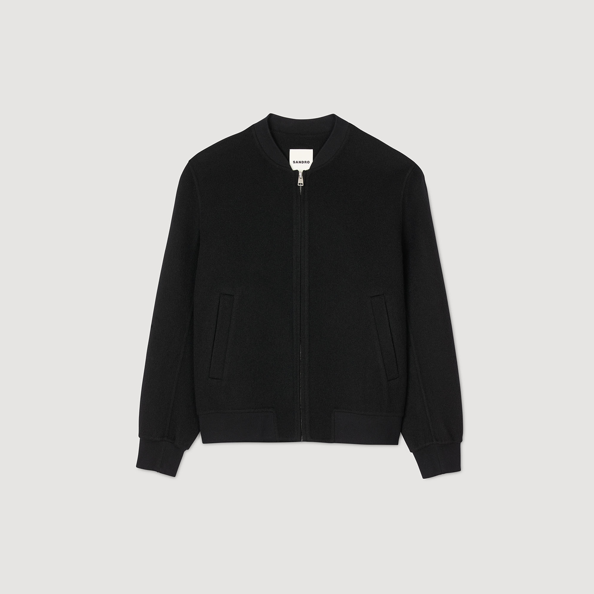 Double-faced wool jacket black / gray for Men | Sandro Paris