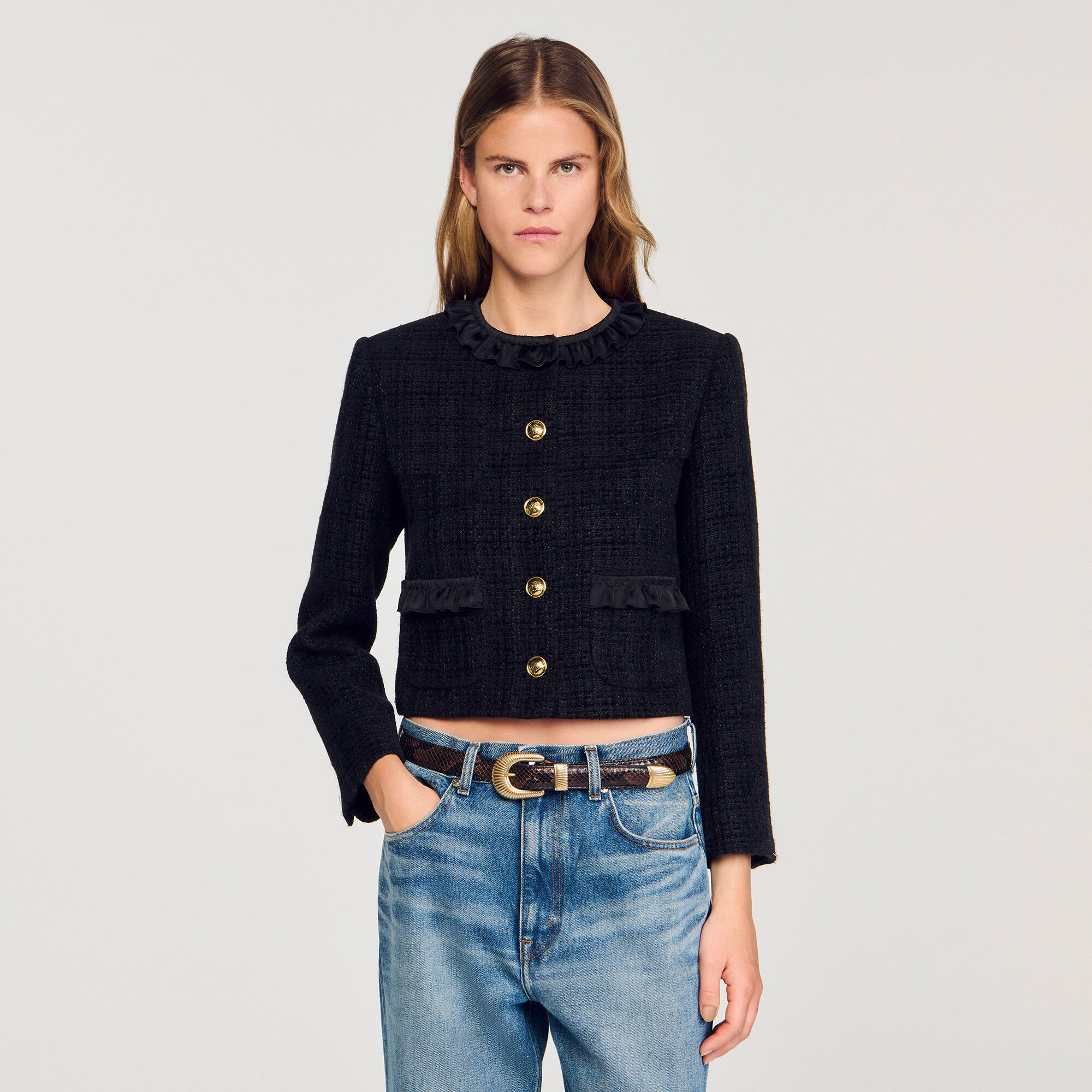 Ruffled tweed jacket