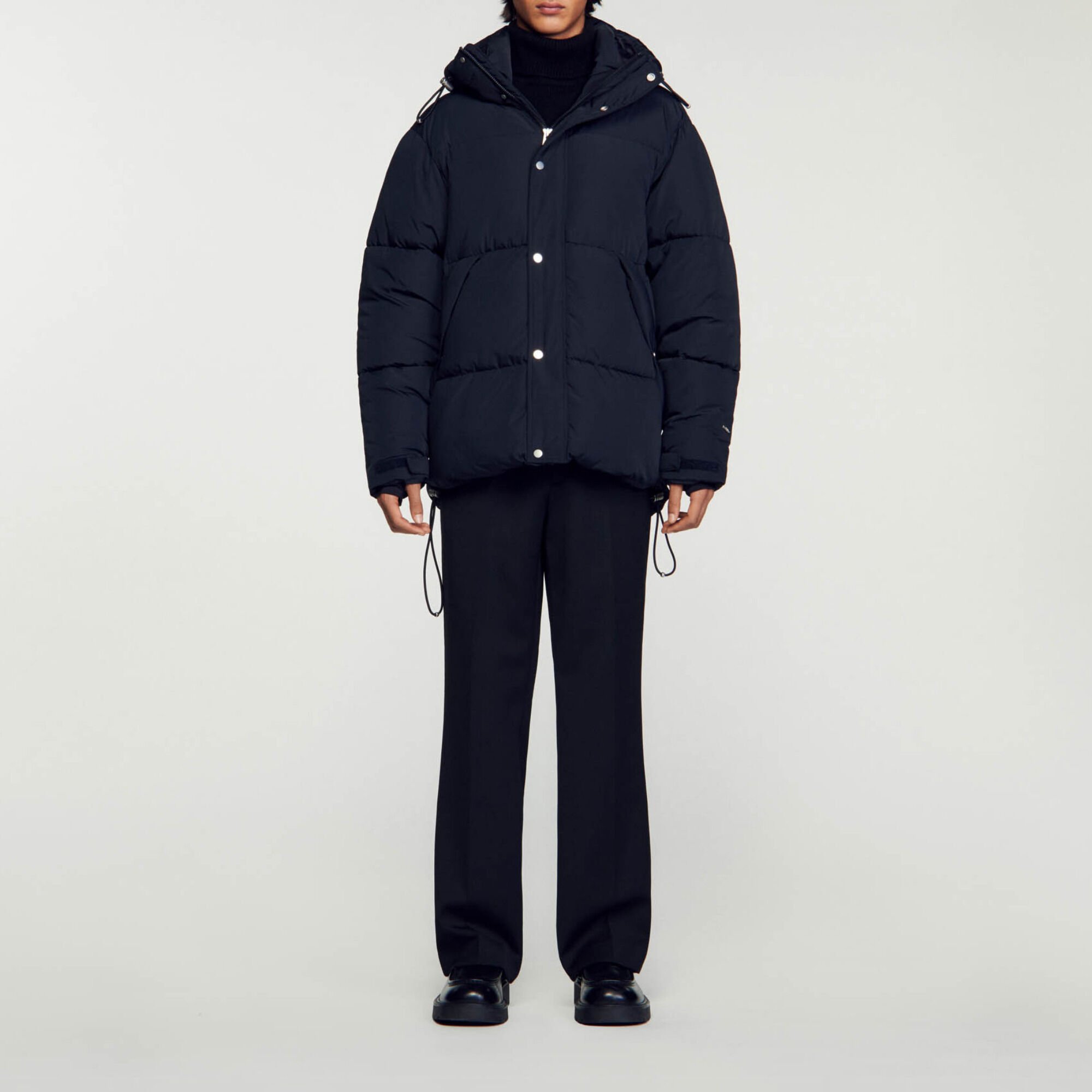 3/4-length hooded puffer jacket