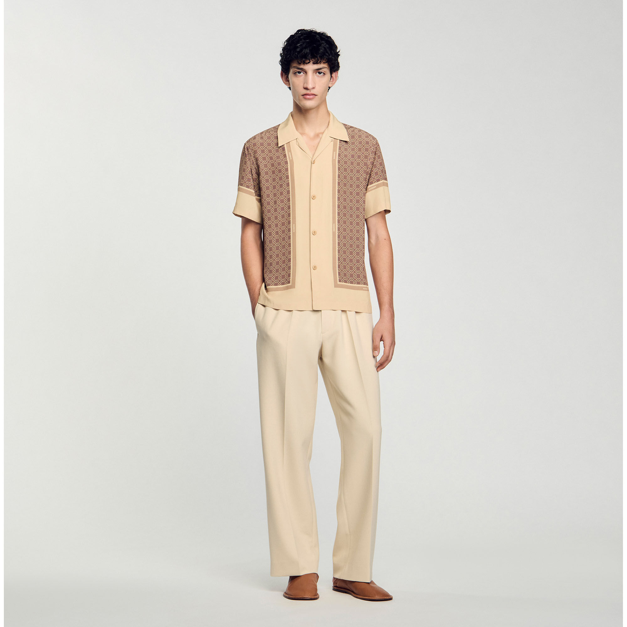 ★パリ発 sandro★ ボーダー ボタン ショート コンビネゾン ECRU Cropped cardigan with pearl buttons white / beige For Women