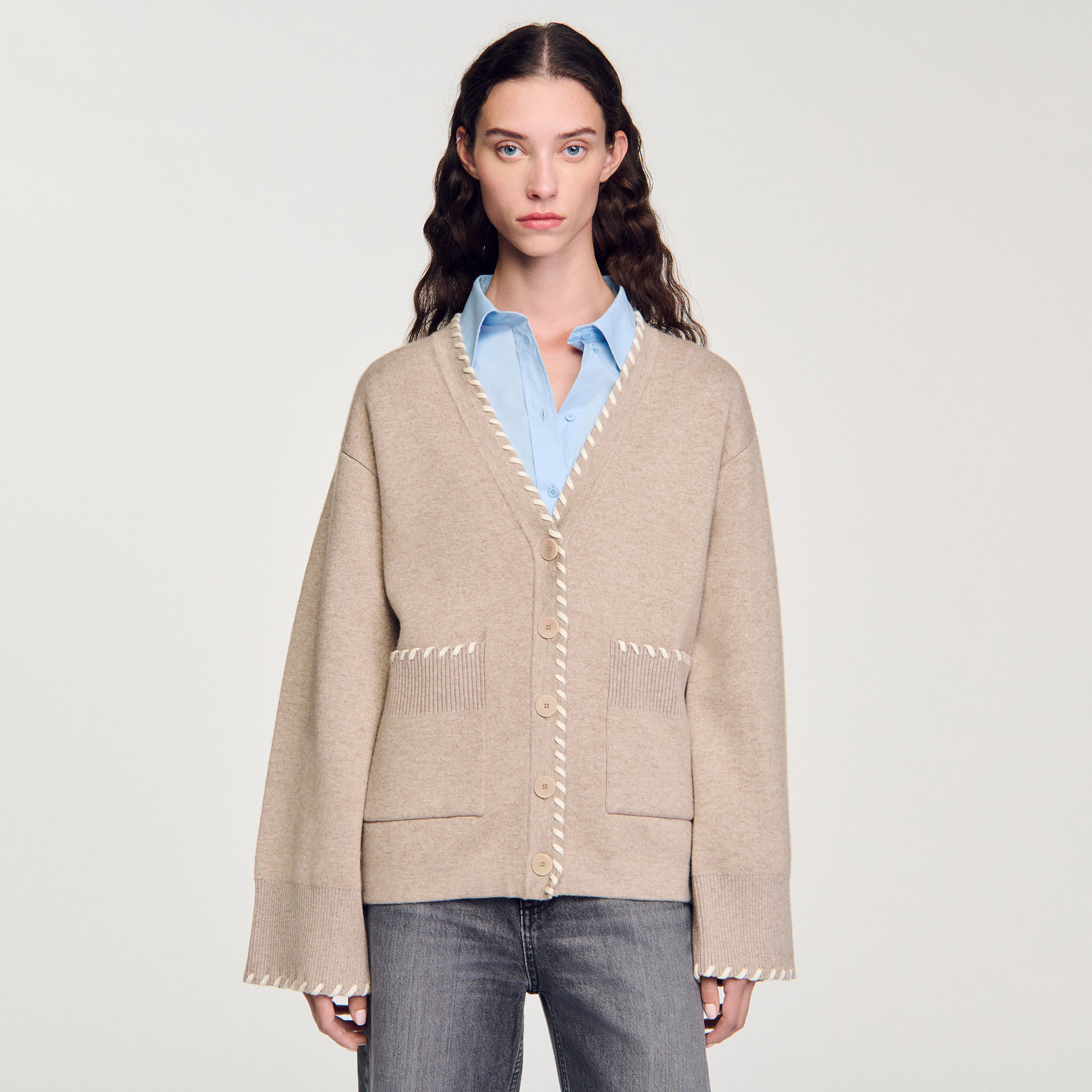 Cardigan with contrast trim