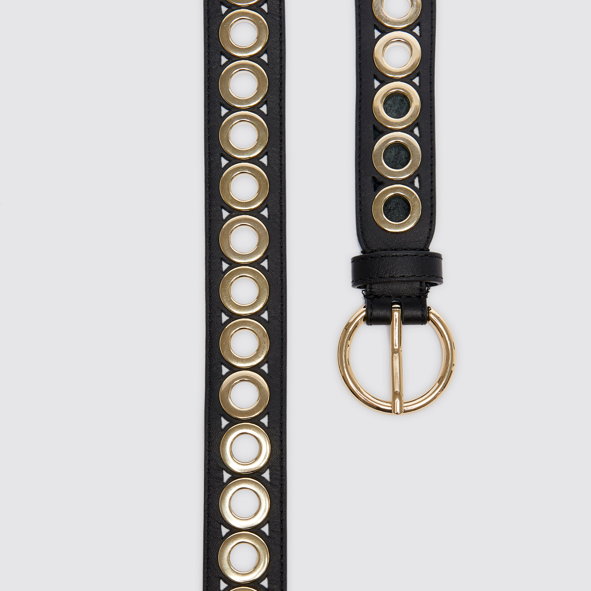 Belt with round buckle and eyelets black / gray For Women