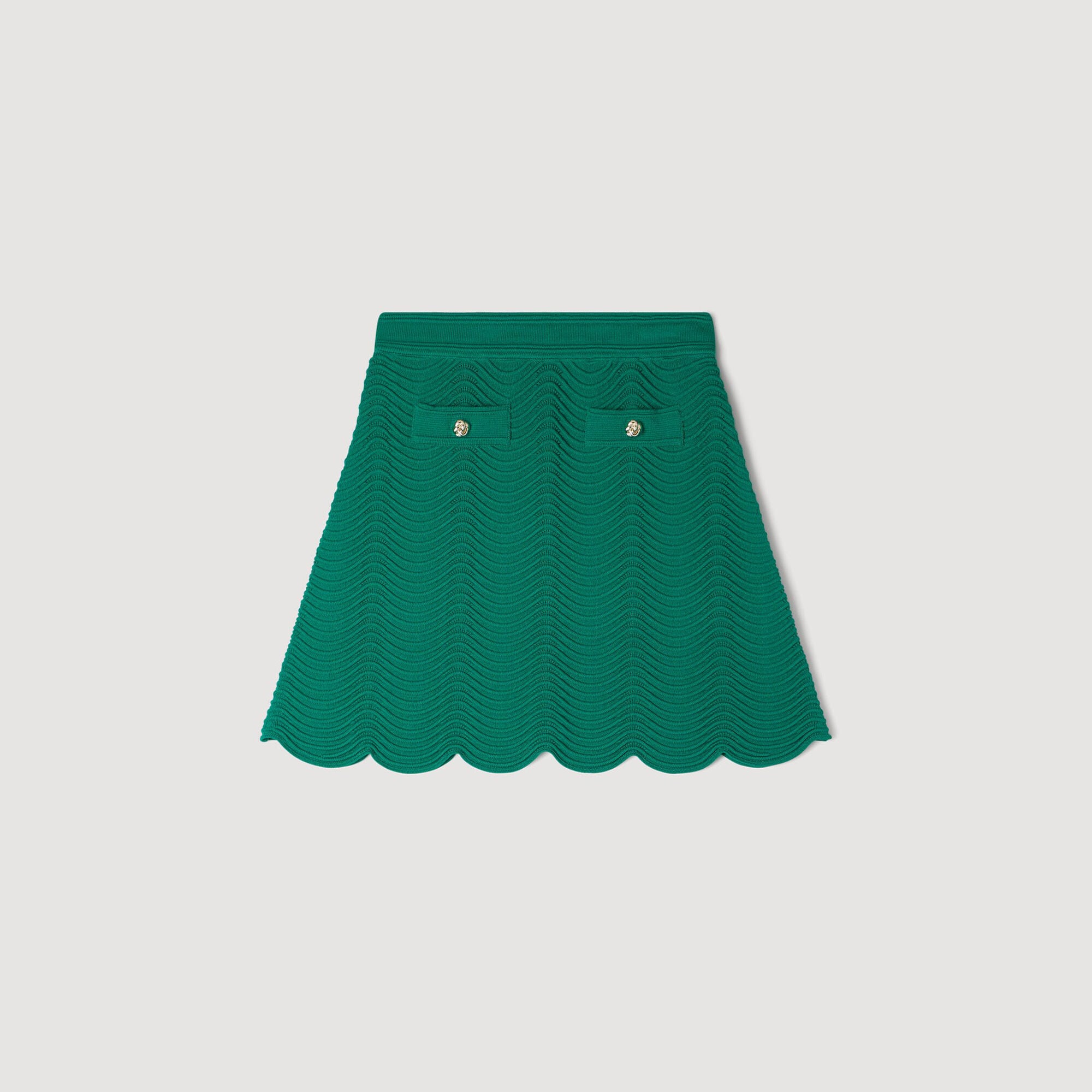 Short fancy knit skirt green For Women | Sandro Paris