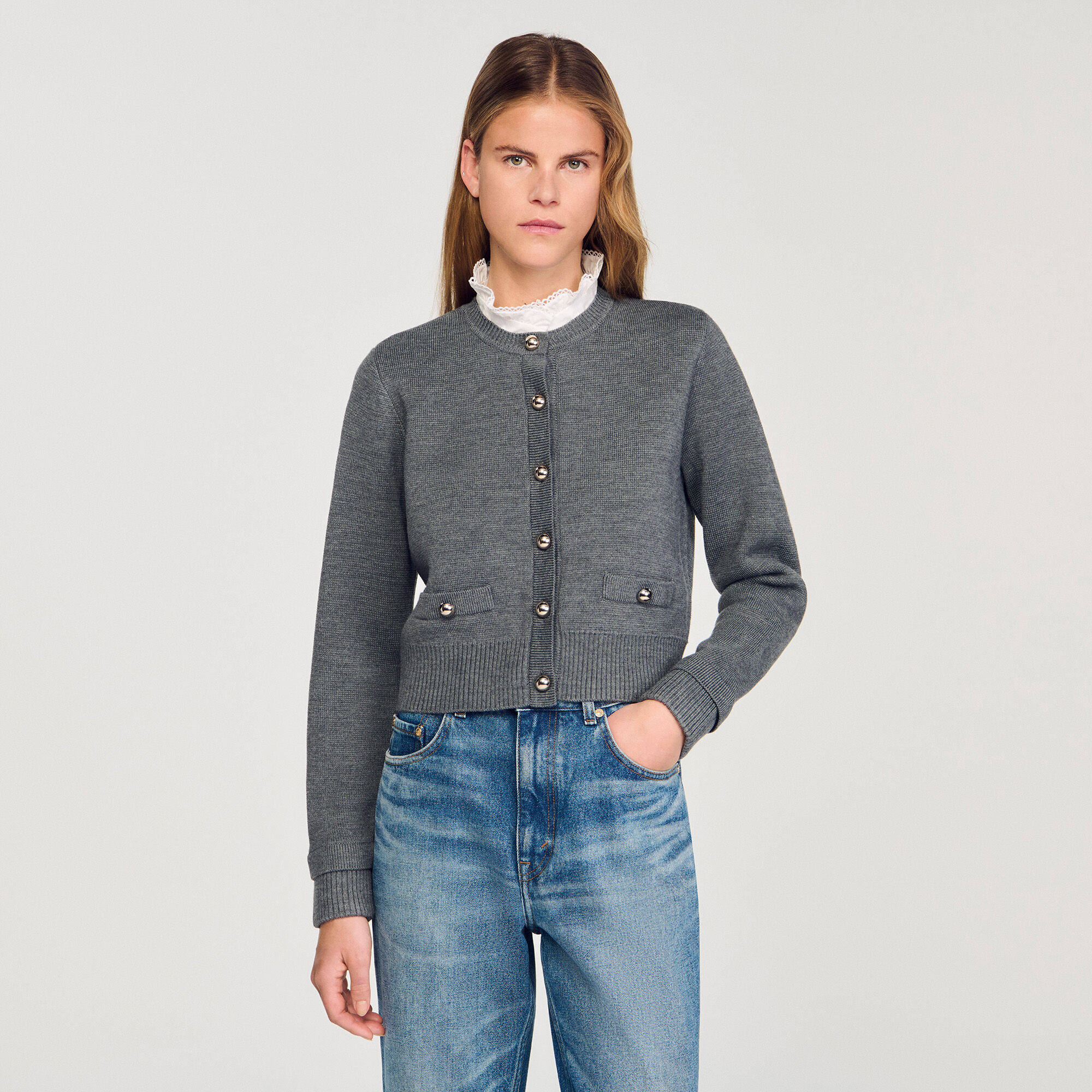 SANDRO 売れ筋商品|||サンドロ カーディガン アウター レディース Cardigans Grey SANDRO サンドロカーディガン