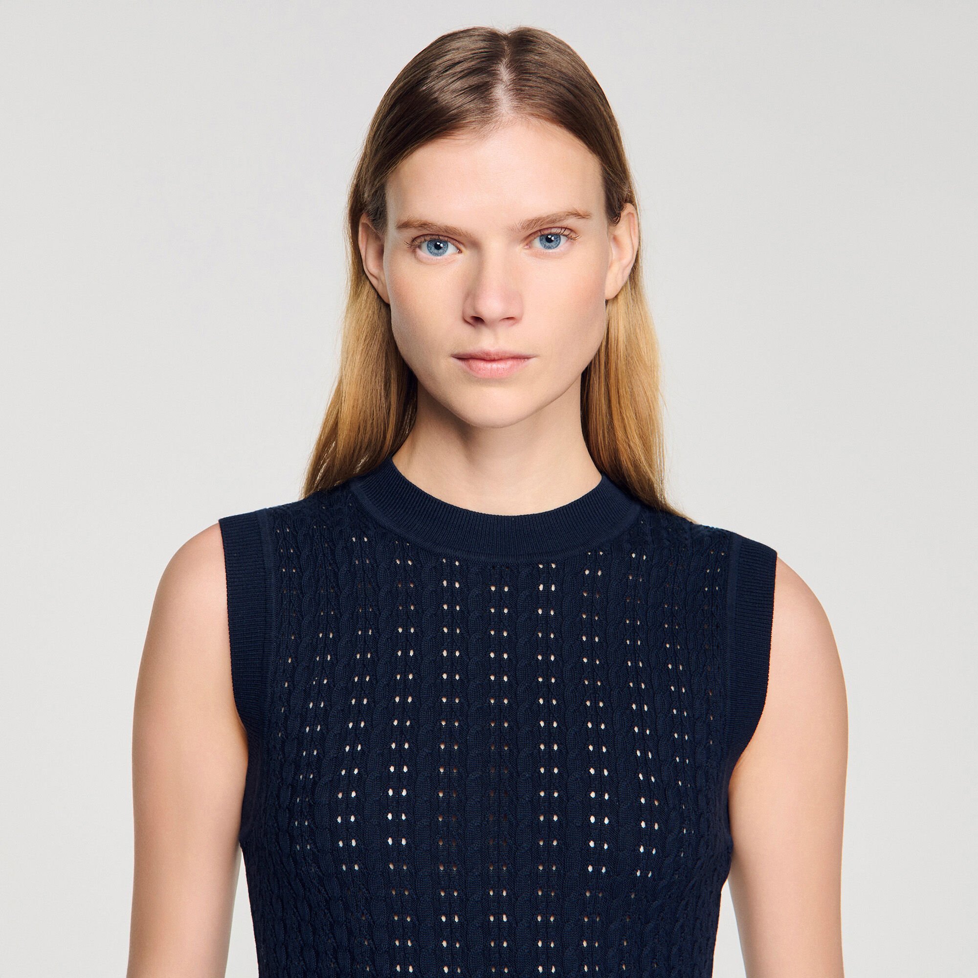 Textured cropped knit jumper