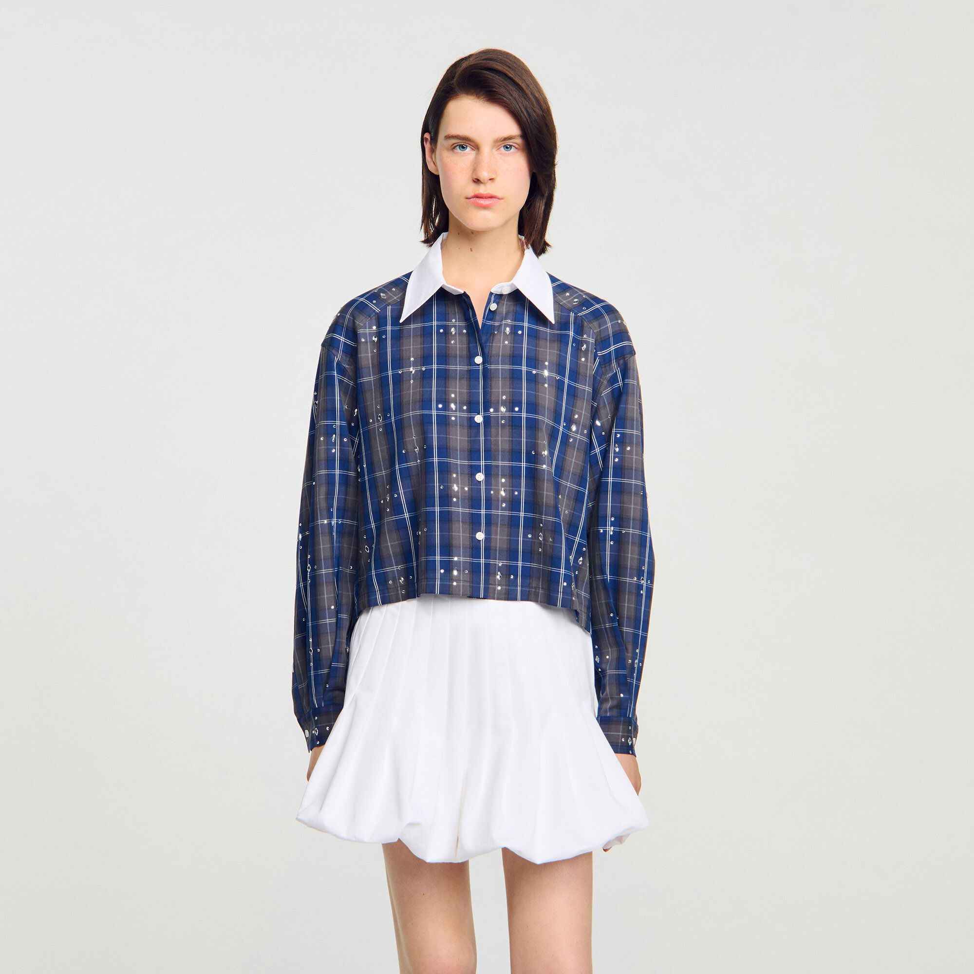 Rhinestone check shirt