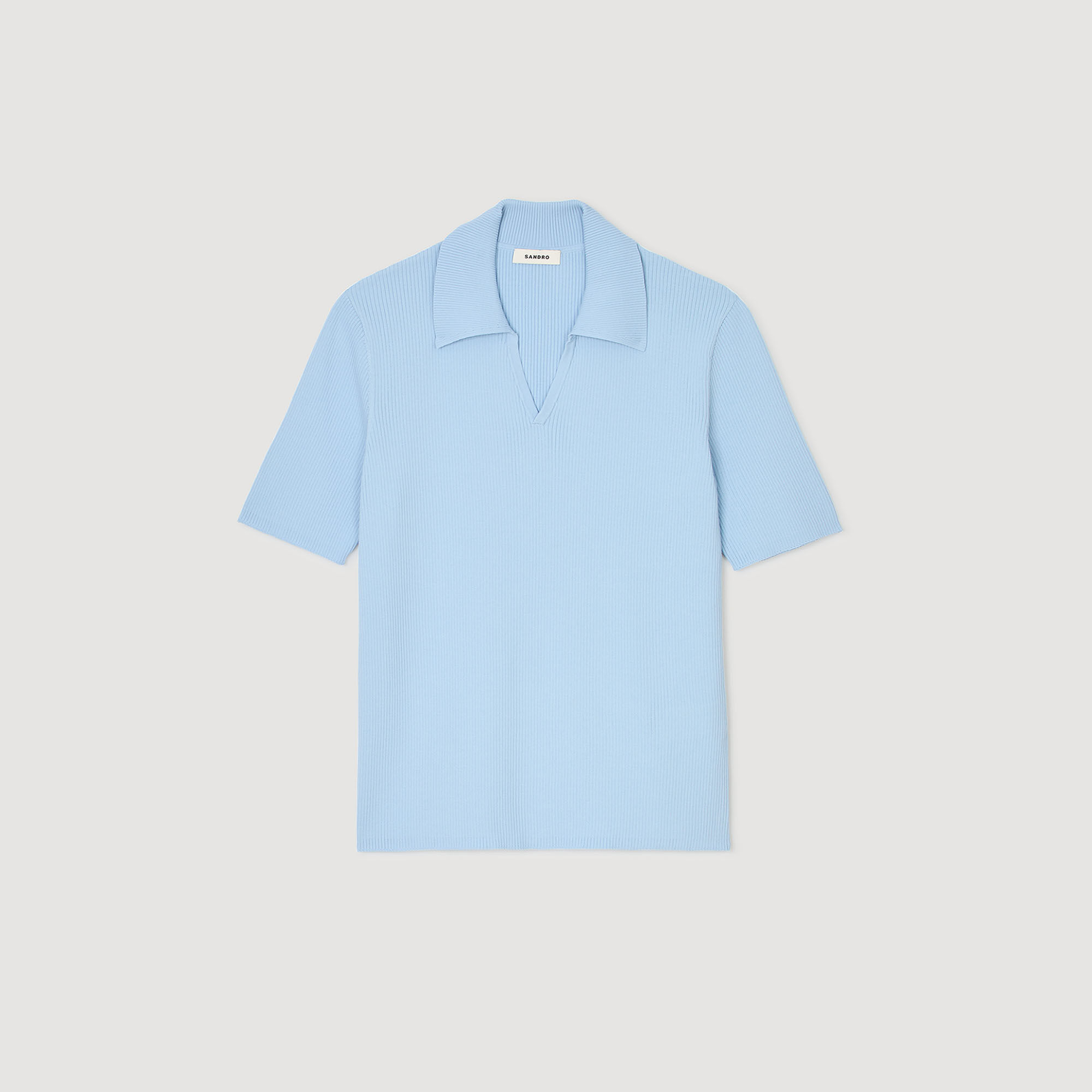 Rib knit polo shirt