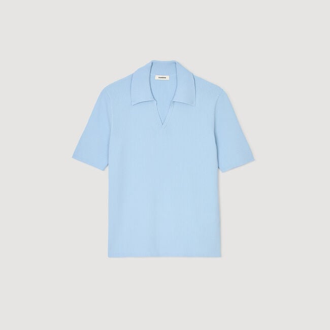 Rib knit polo shirt