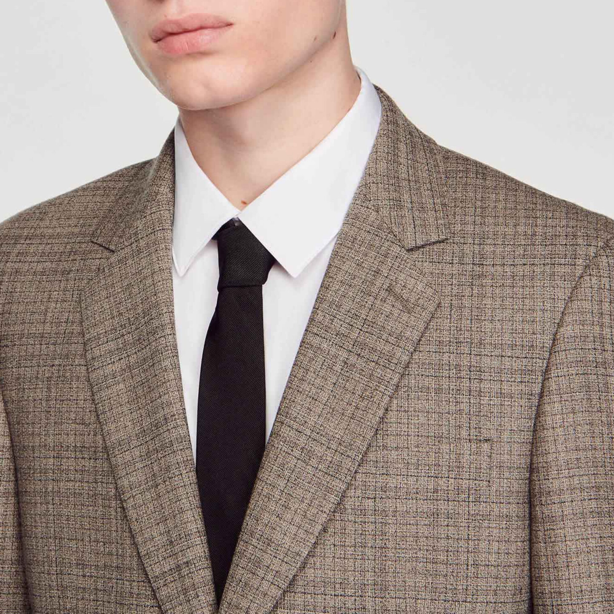 Wool checked suit jacket
