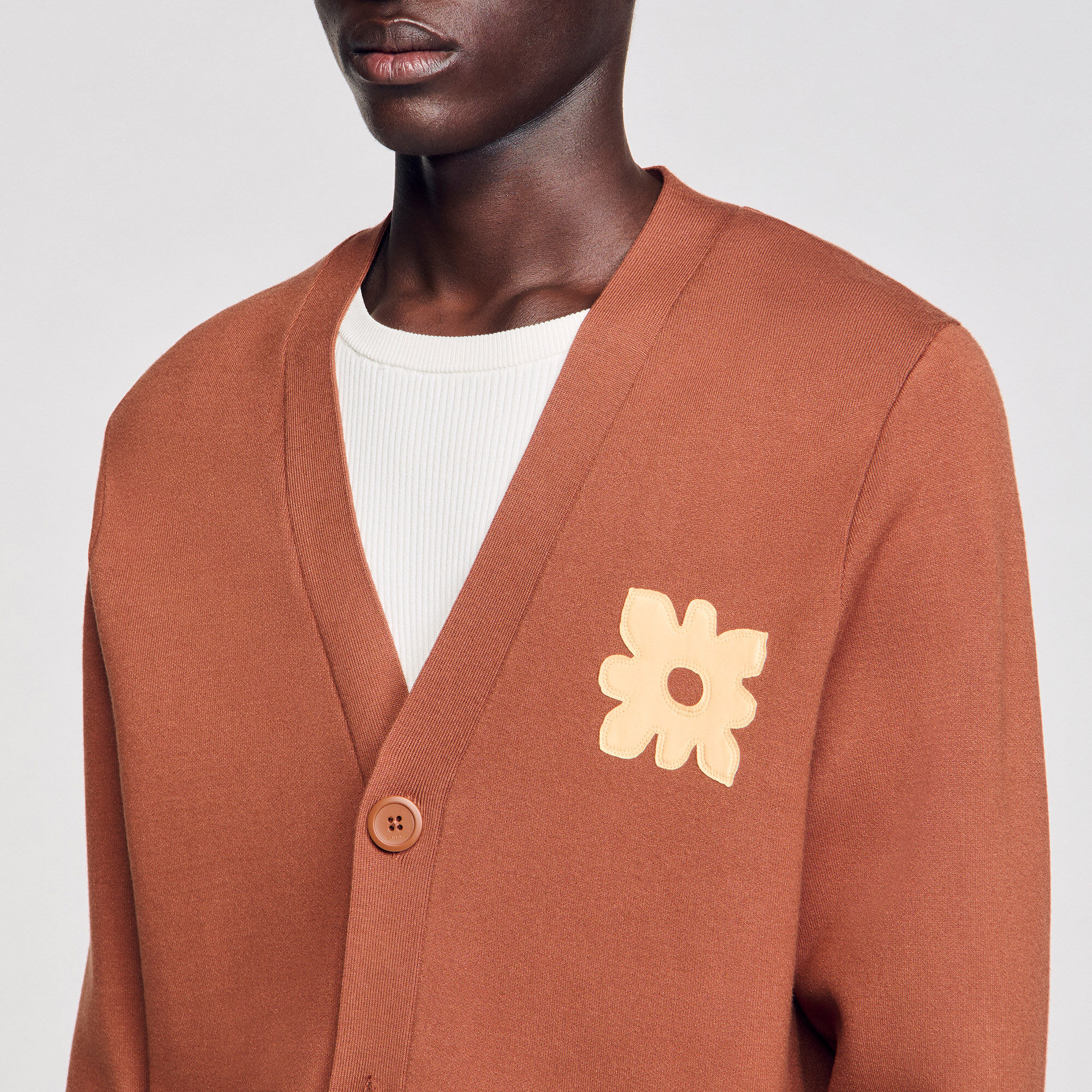 トップス FLOWER  RRL APPLIQUED WOOL CARDIGAN Appliqué Knit Floral Cardigan With Buttons – SAACHI