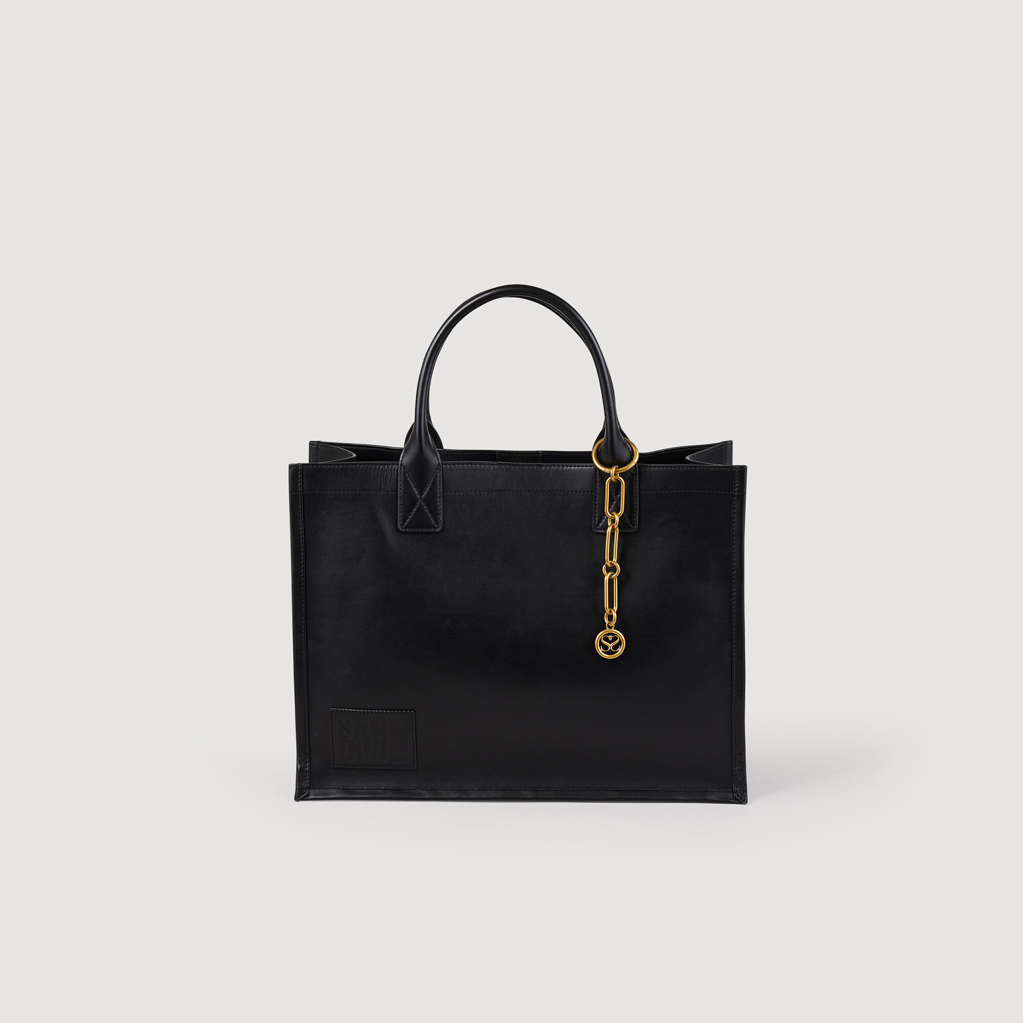 Tote bag in certified leather black gray For Women Sandro Paris