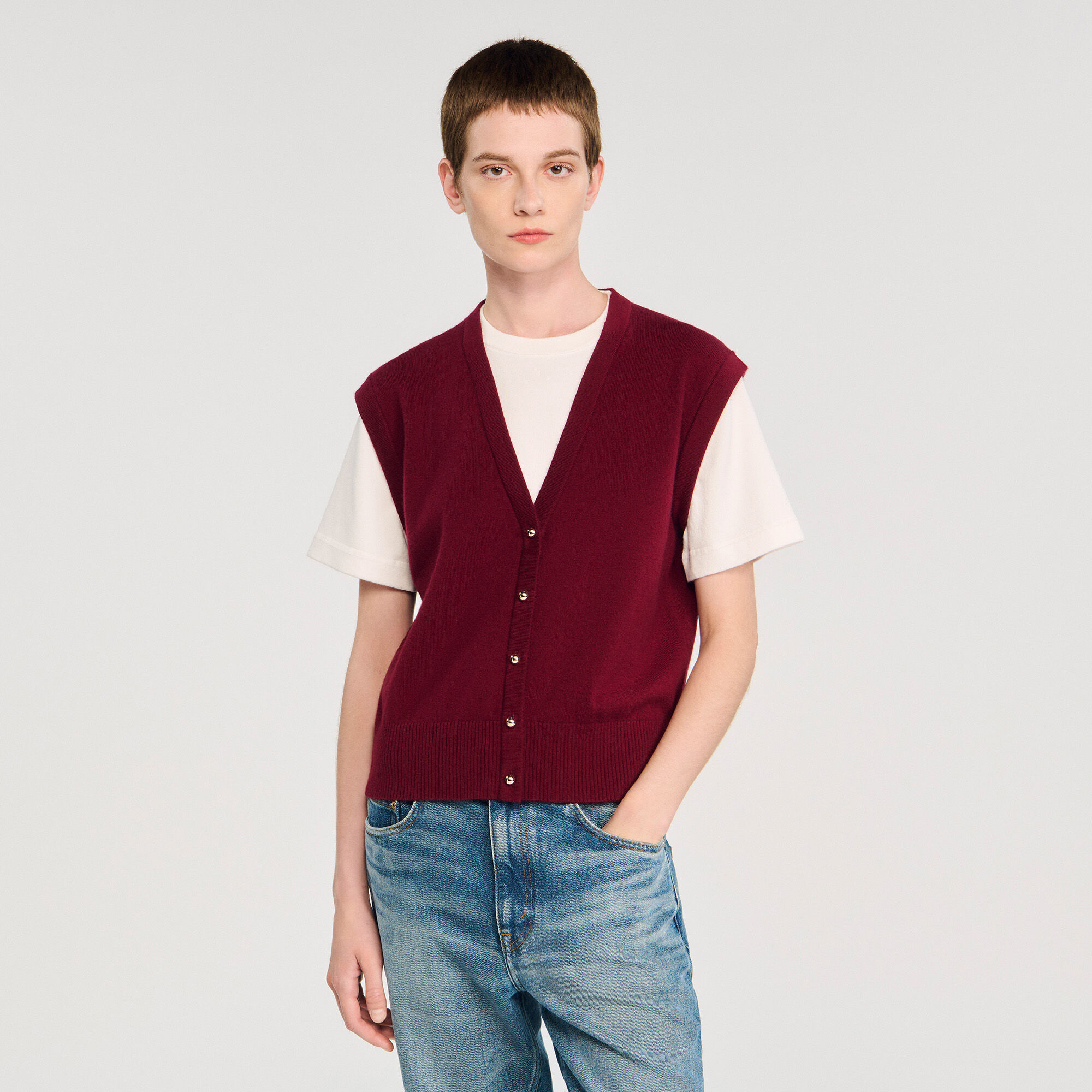 Two-tone wool and cashmere jumper