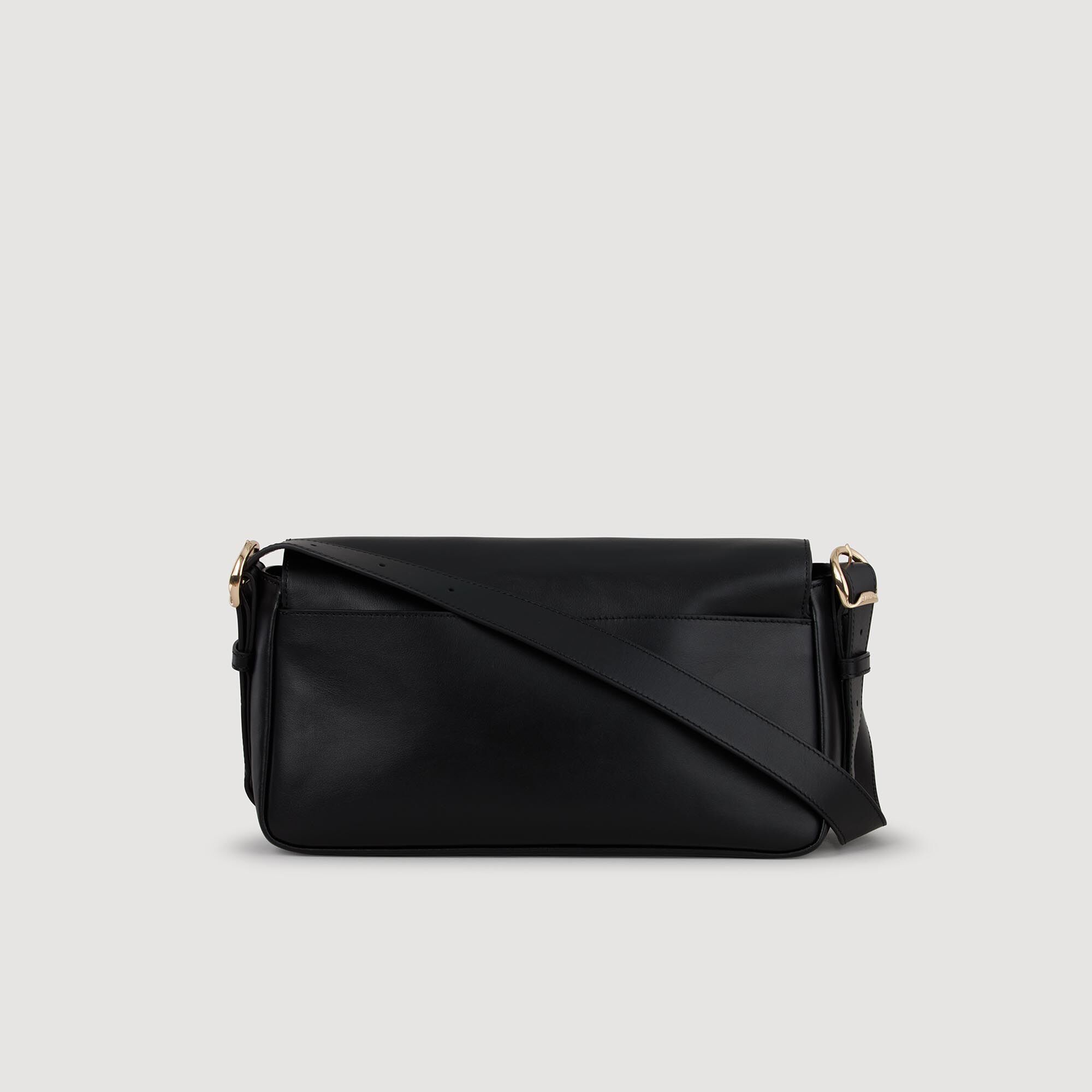 Le Mambo plain leather bag black / gray For Women | Sandro Paris