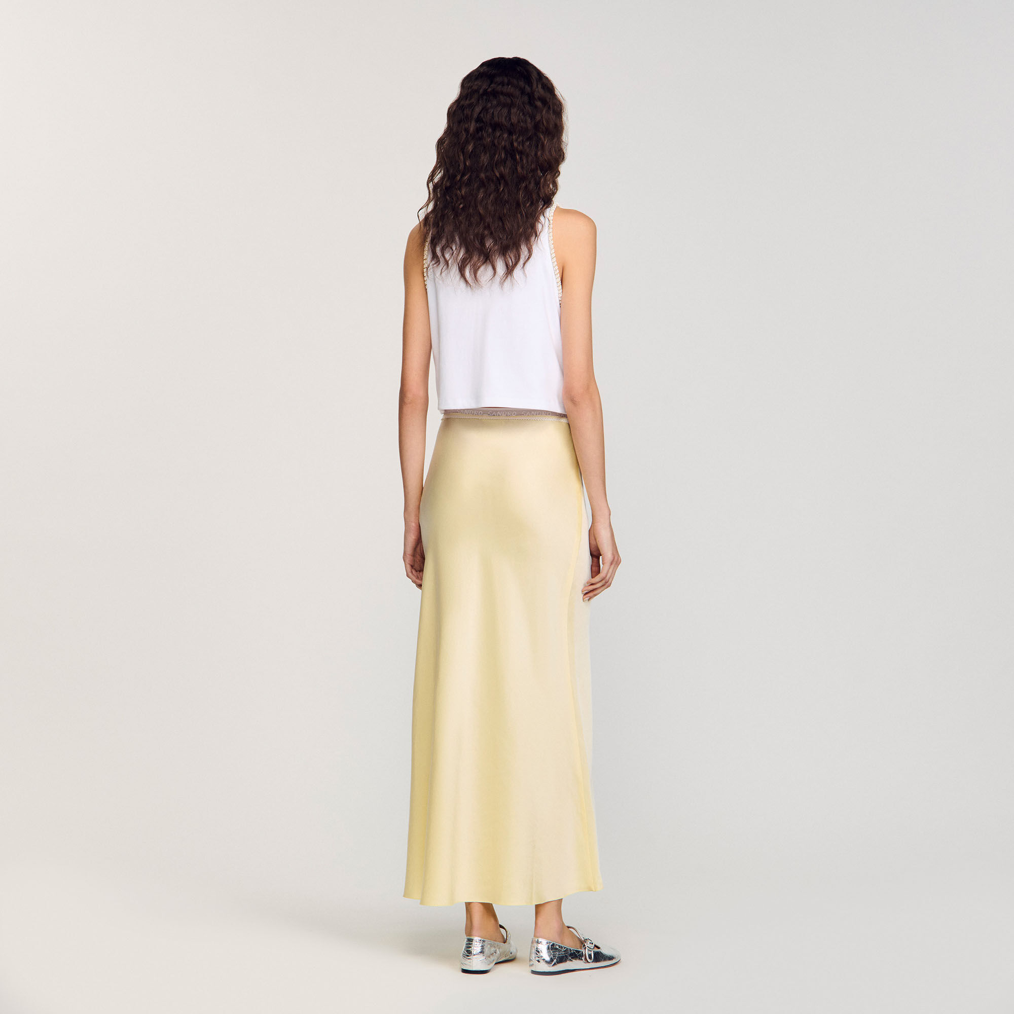 Long satin-effect skirt