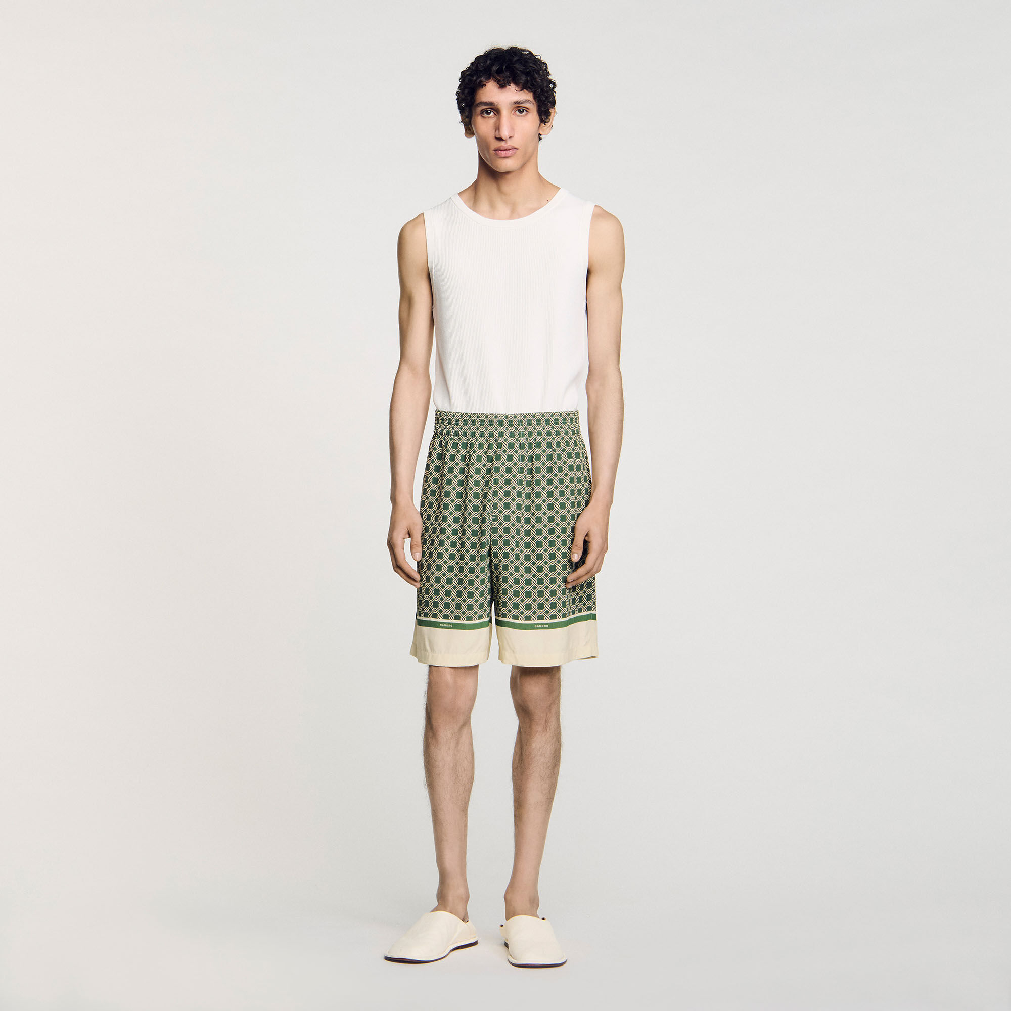 Patterned floaty Bermuda shorts