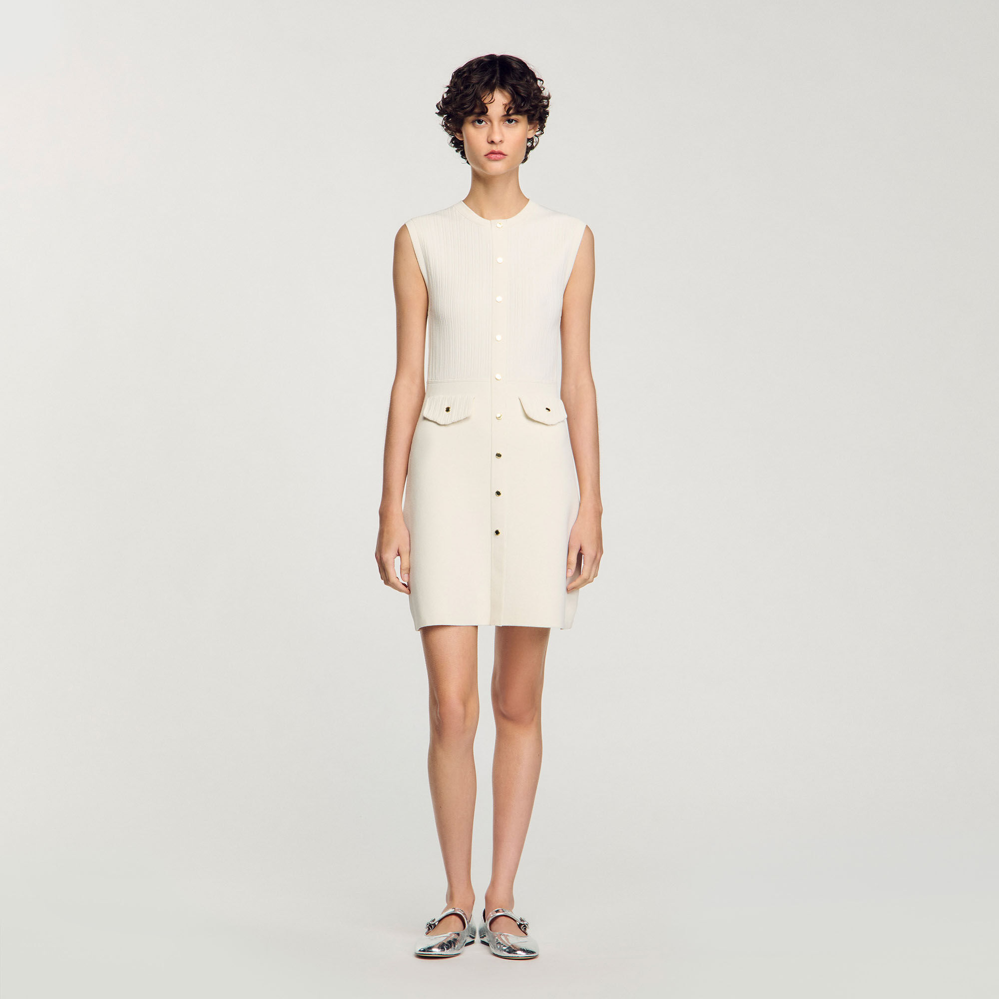 Rib knit short dress