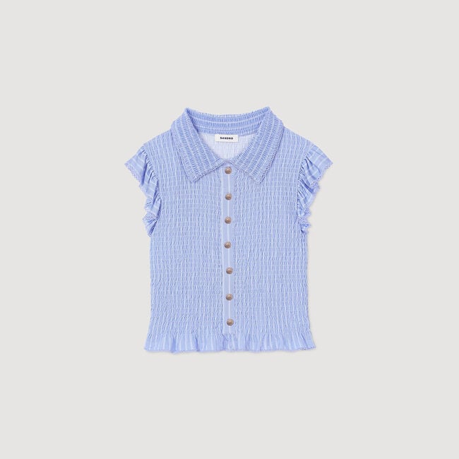 Striped smocked T-shirt