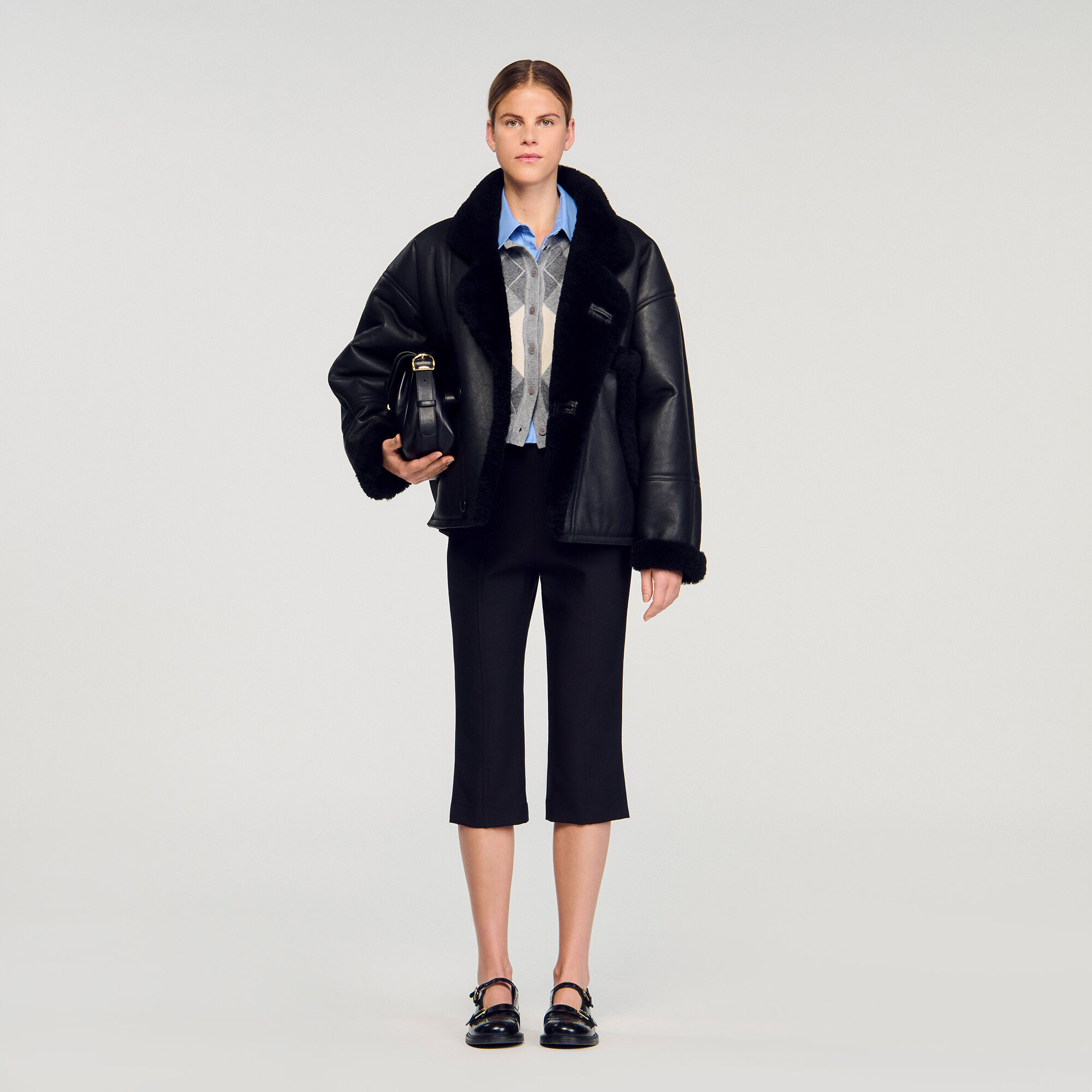 Short shearling coat