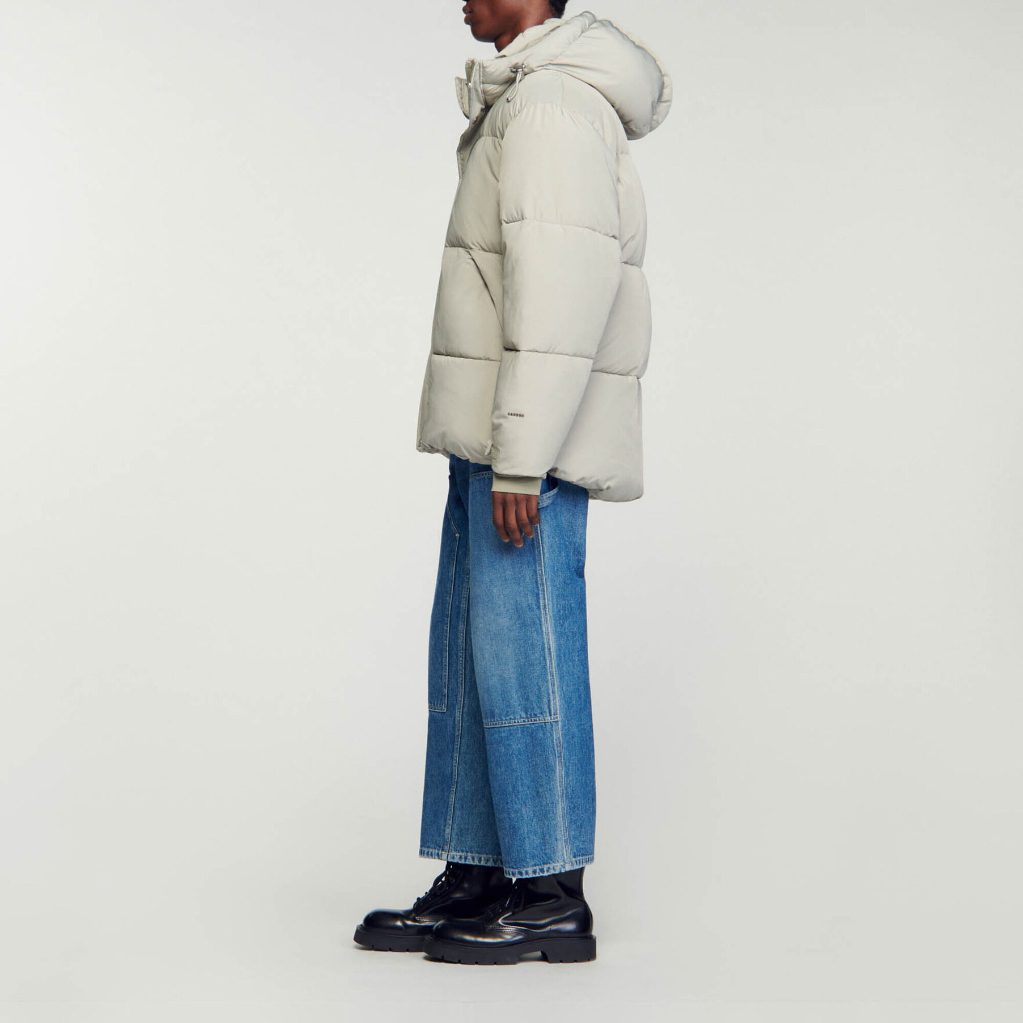 3/4-length hooded puffer jacket