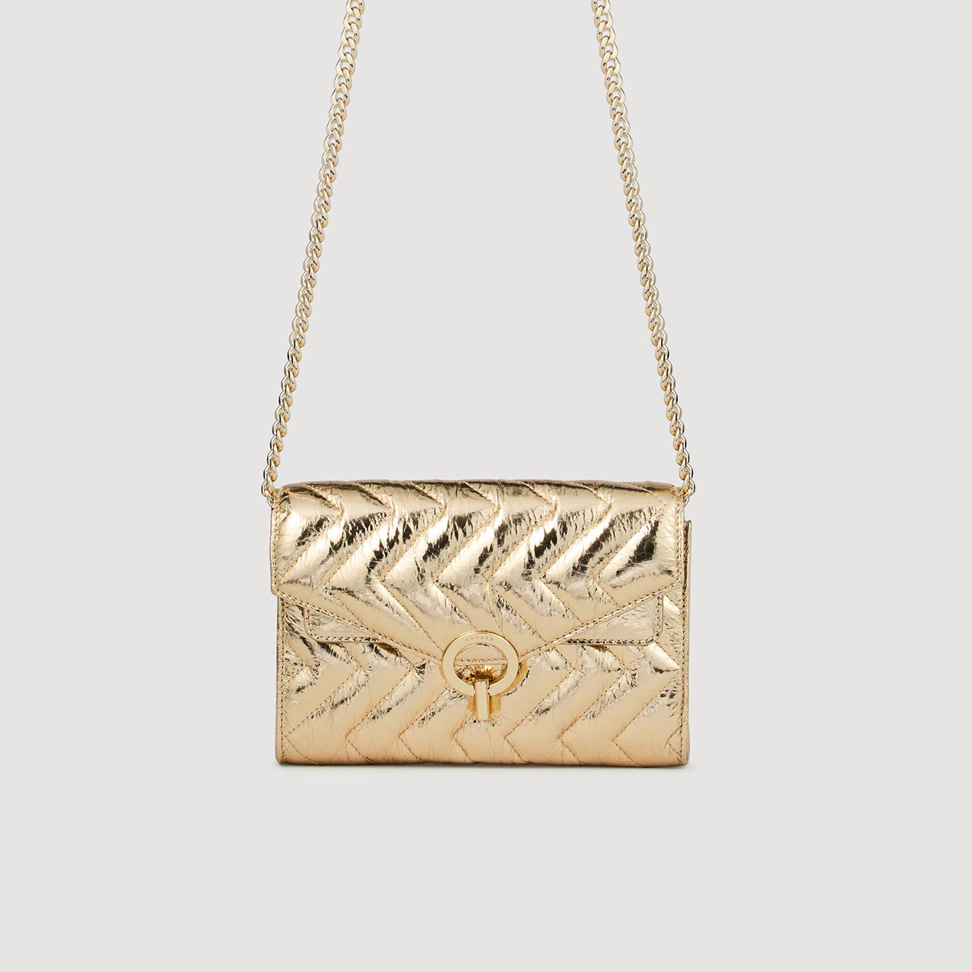 Crackled leather crossbody bag