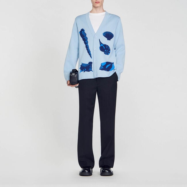 Jacquard knit seashell cardigan
