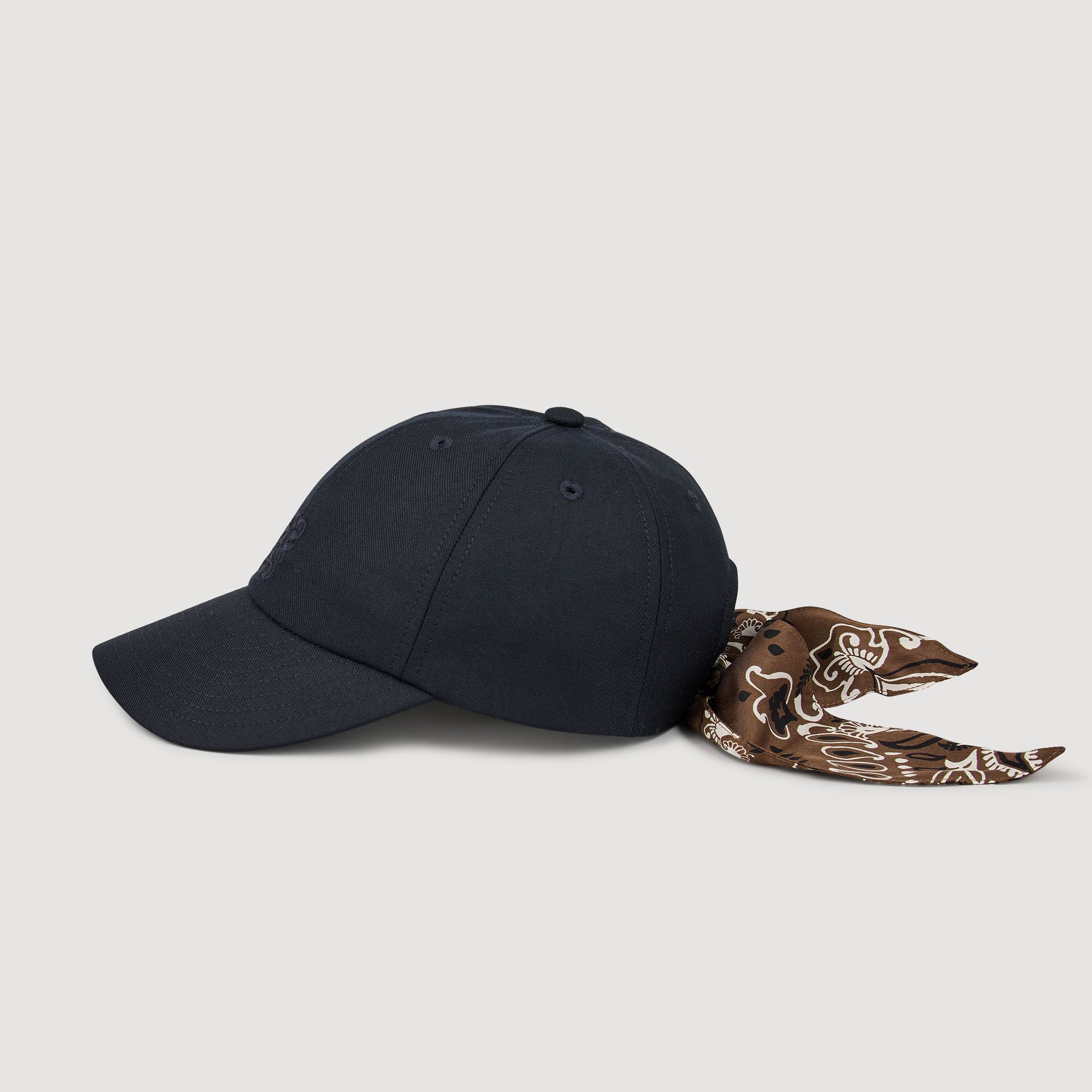 Cap with tied scarf blue For Women | Sandro Paris